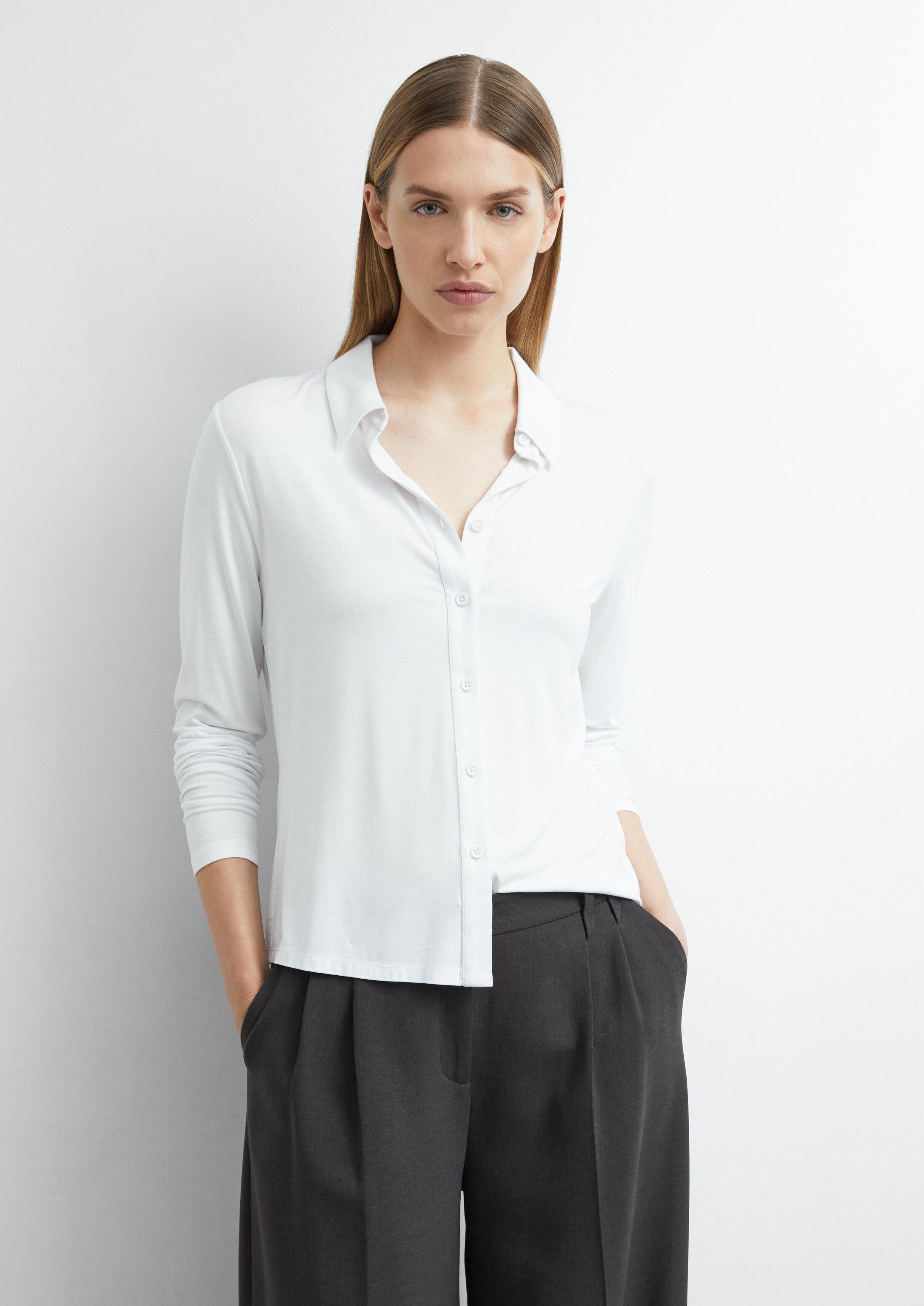 comma Langarmbluse T-Shirt Jerseybluse mit Hemdkragen