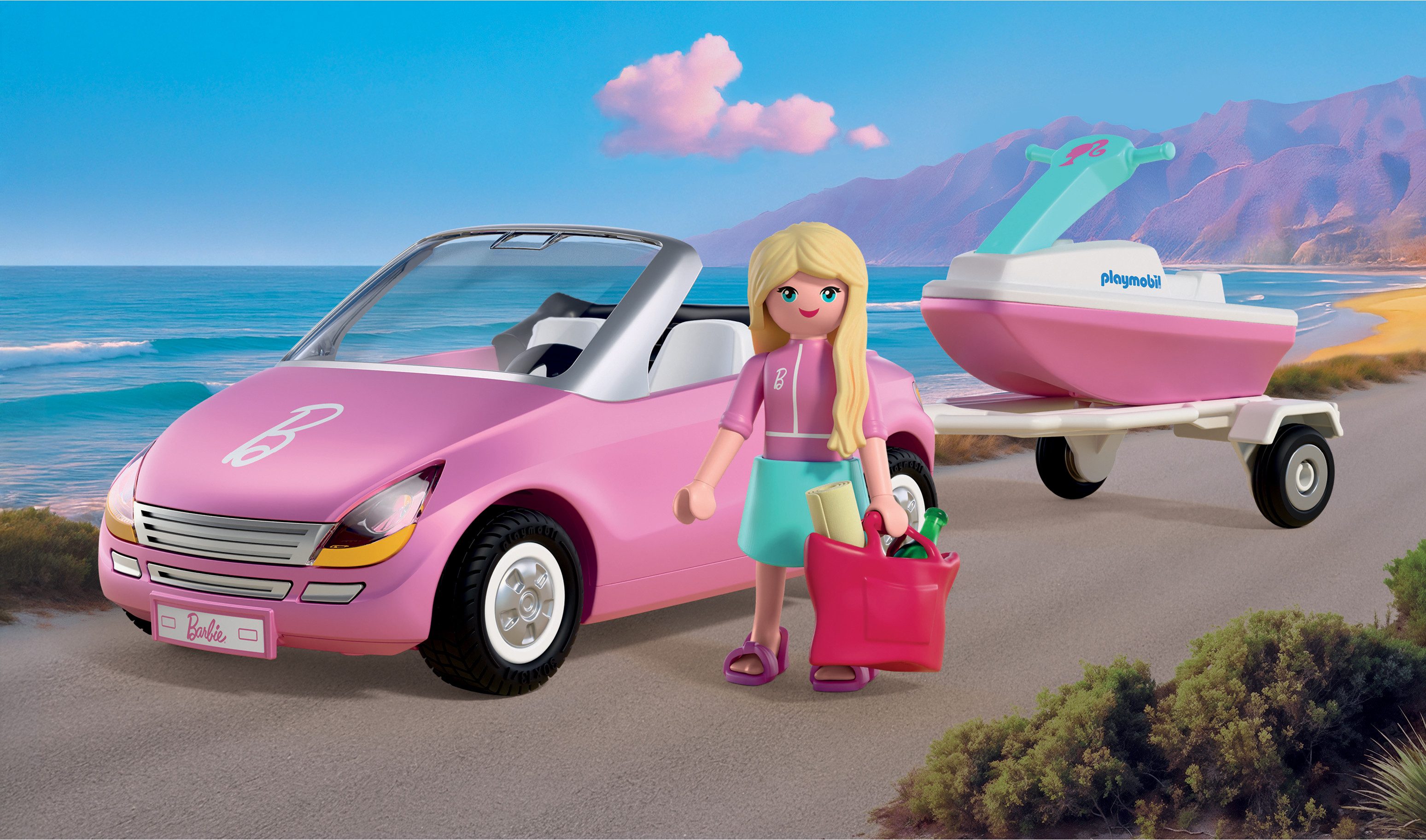 Playmobil® PLAYMOBIL x Barbie™ Cabrio (72123), Barbie™ Konstruktions-Spielset, (37 St), Made in Europe