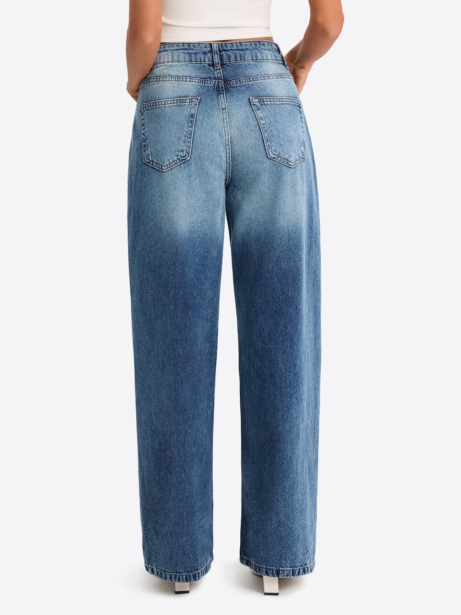 Imily Bela Boyfriend-Jeans Damen High-Waist Wide Leg aus Baumwolle Denim (P günstig online kaufen