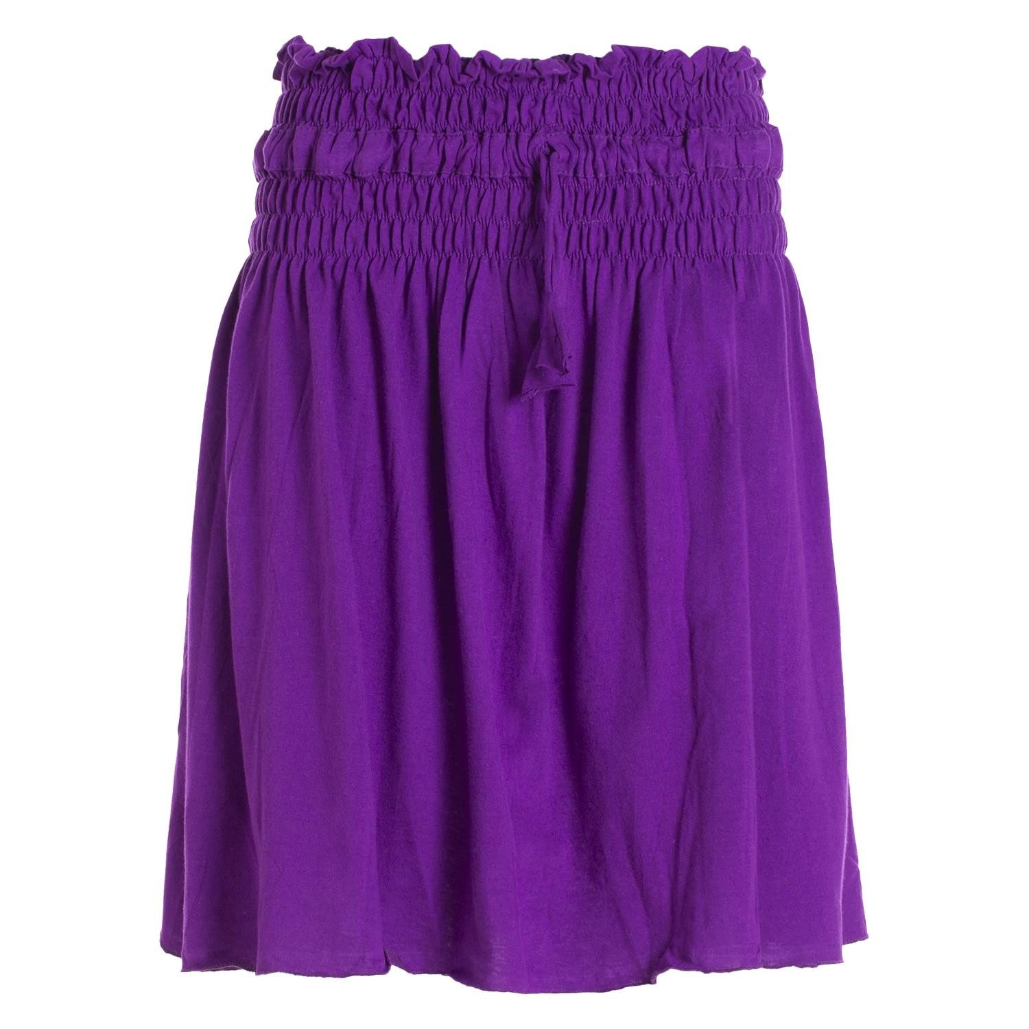 Vishes A-Linien-Rock Damen Rock knielang Basic-Rock Baumwoll-Rock Einfarbig Schlicht Boho, Hippie, Yoga Style