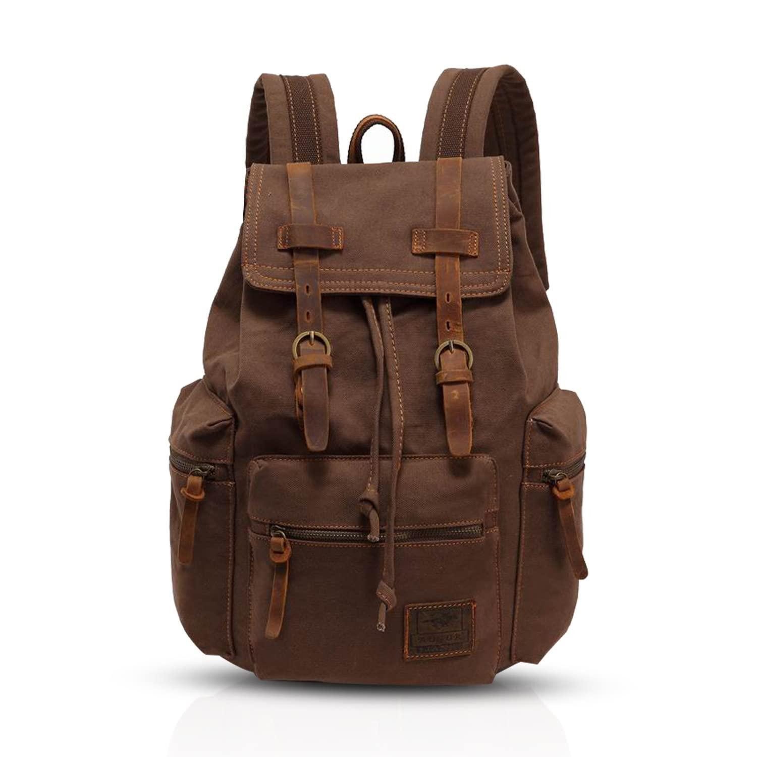 LuxusKollektion Schulrucksack Vintage Rucksack Damen Herren Braun 14 Zoll Laptop