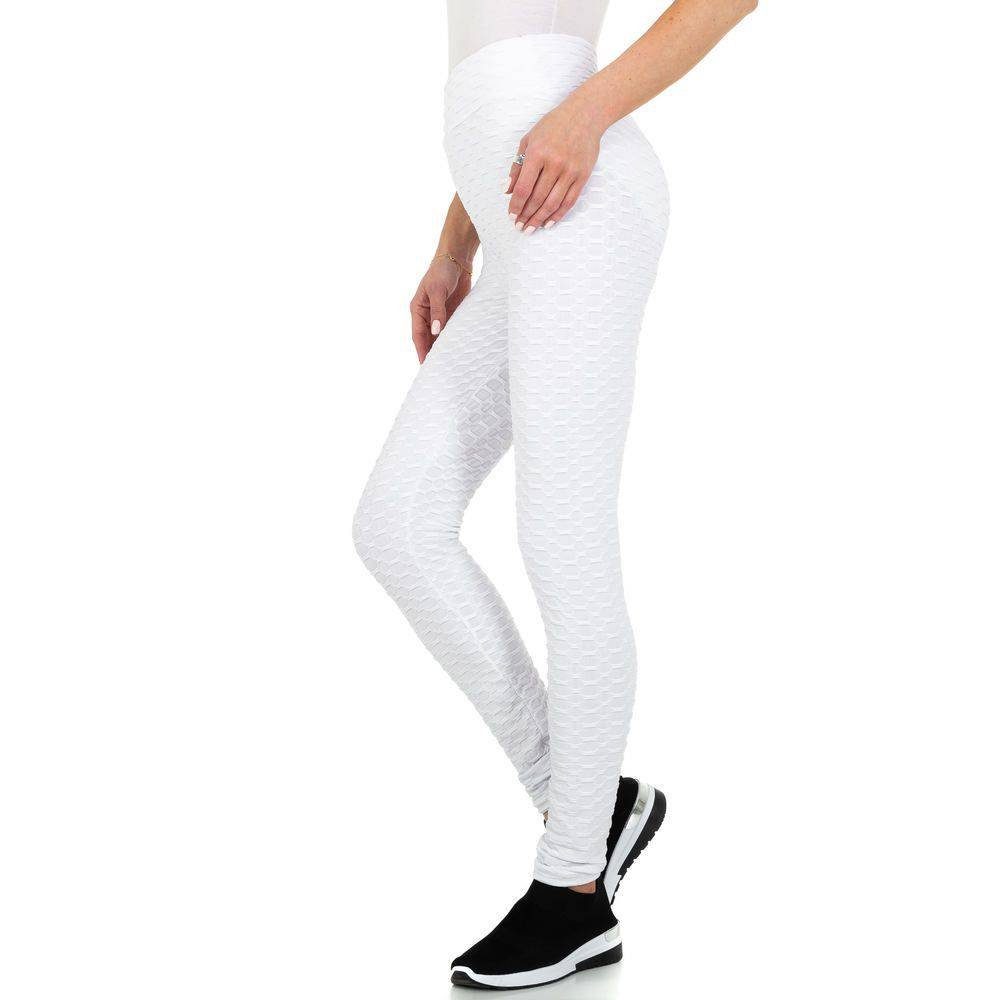 Damen Hosen Ital-Design Leggings Damen Sport Stretch Sportleggings in Weiß