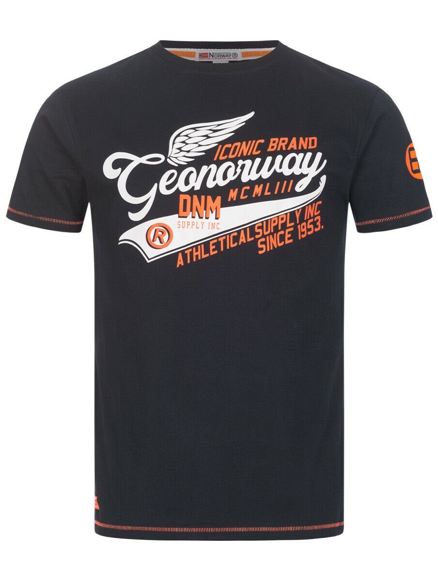 Geographical Norway Kurzarmshirt Geographical Norway T-Shirt Herren Shirt Hemd Sommer Baumwolle Print