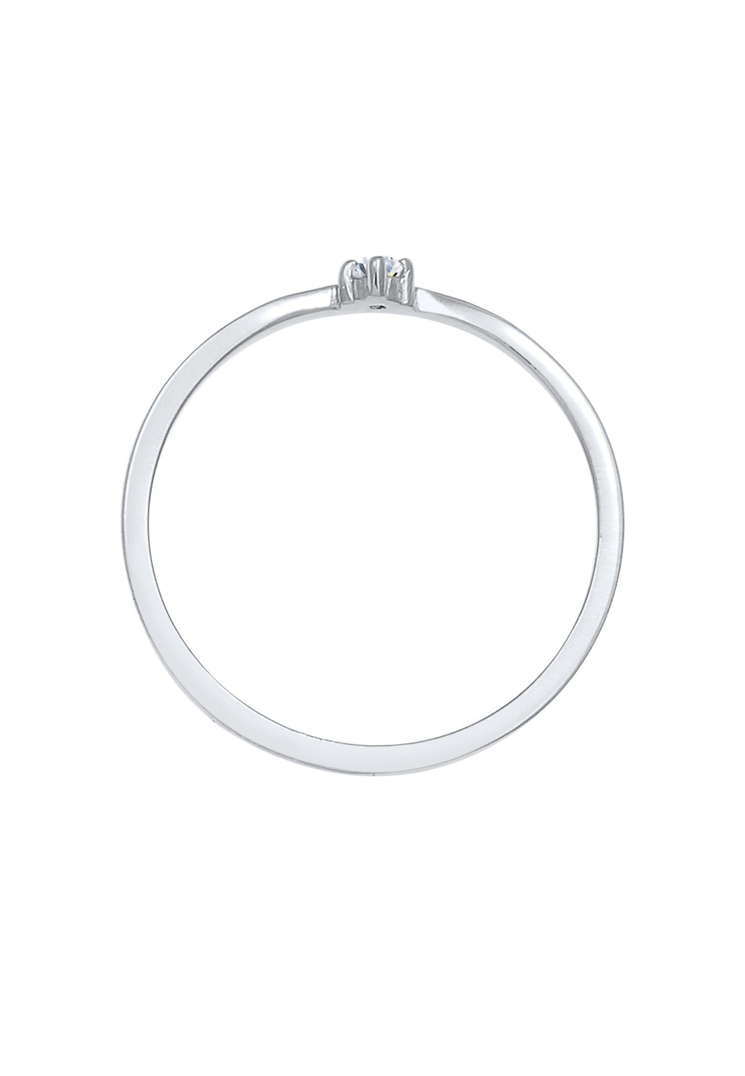 Elli DIAMONDS Verlobungsring Solitär Diamant (0.03 ct) V-Form 925 Silber