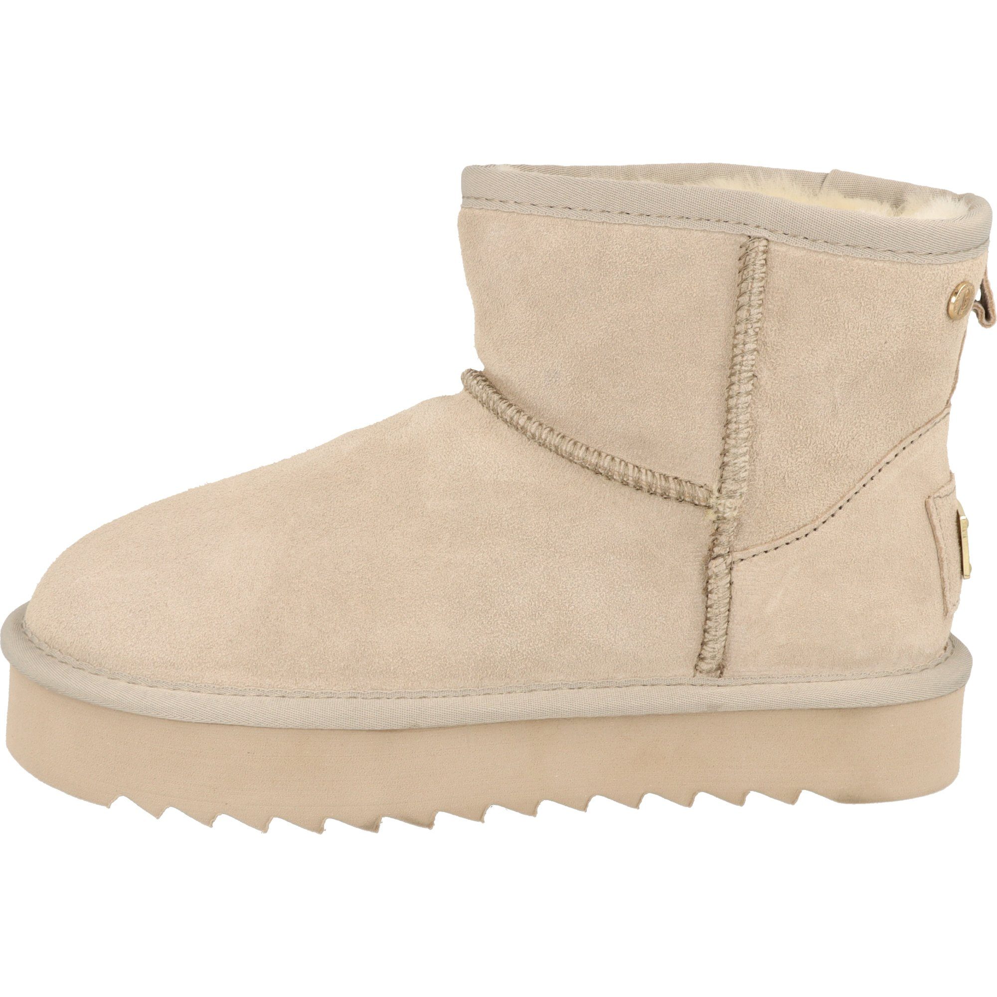 Gefüttert Plateau Leder Winterboots Schuhe Damen of Stiefel piece mind. Beige 264-713