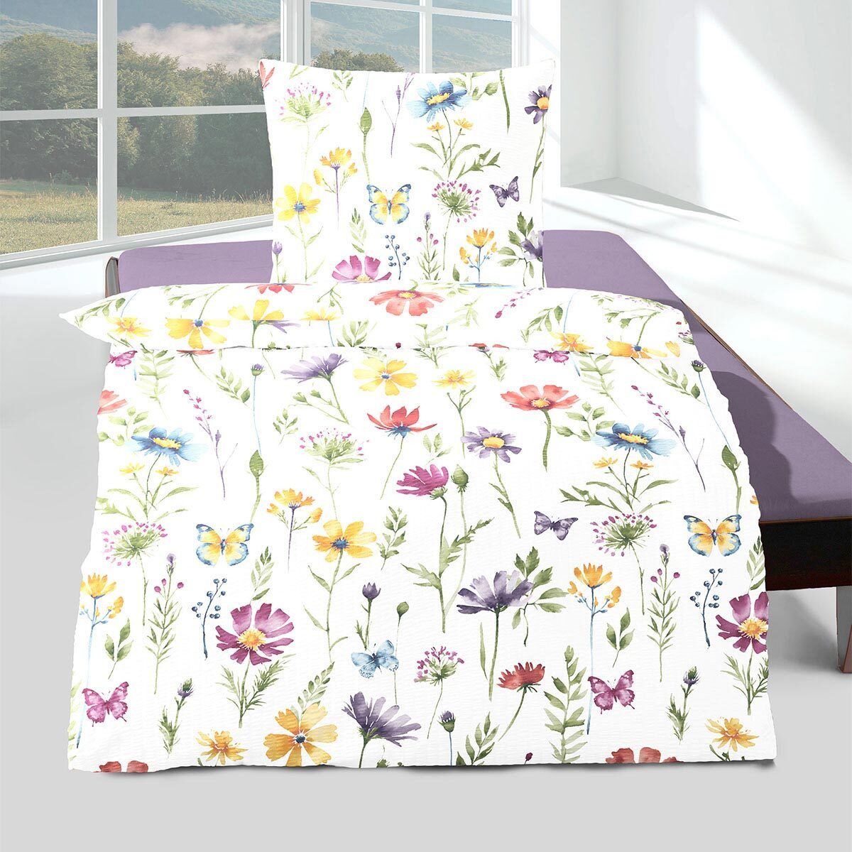 TRAUMSCHLAF Bettwäsche Blumenwiese, Seersucker, 2 teilig, bügelfreie Seersu günstig online kaufen