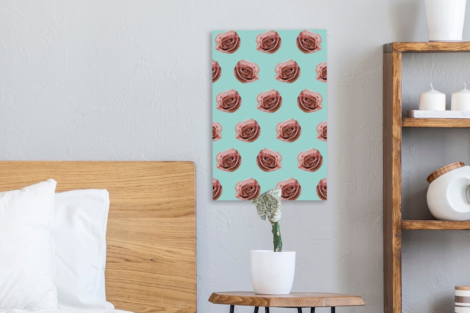 Rosen - Leinwandbild (1 bespannt Blumen, - Gemälde, OneMillionCanvasses® Leinwandbild cm Muster St), Zackenaufhänger, inkl. 20x30 fertig