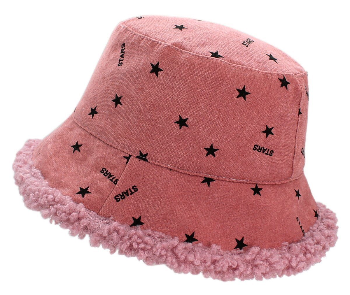 Warme Bucket Bucket dy_mode Damen Hat Hat Fischerhut Fischerhut Wintermütze Gefütterte BH006-RetroRosaStars