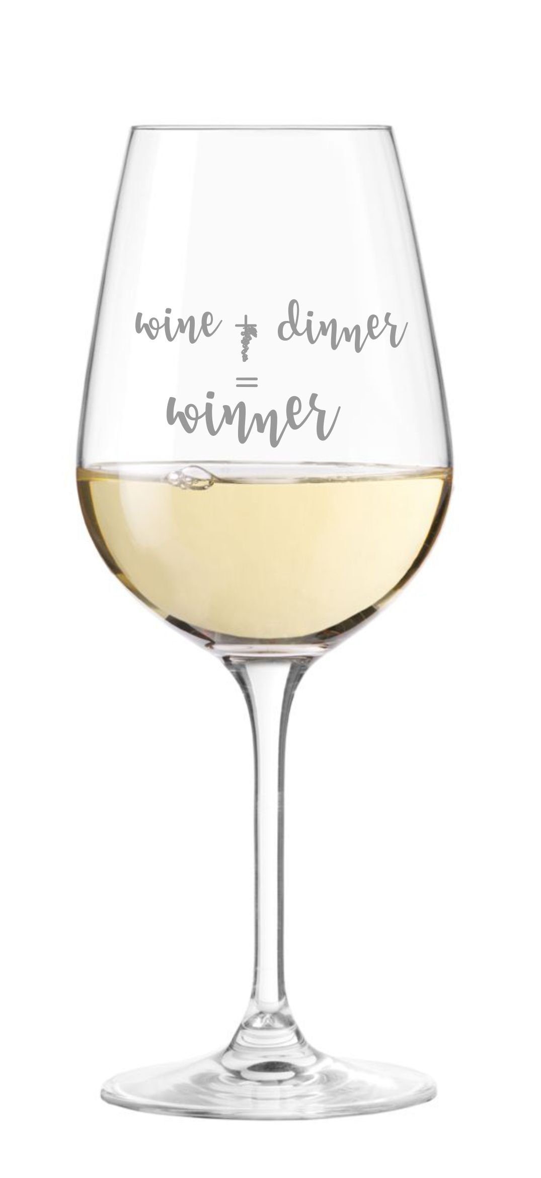 KS Laserdesign Weinglas Leonardo Weißweinglas mit Gravur "wine+dinner"  graviert - Geschenke für Frauen & Männer, Geburtstag, Weinliebhaber,  Weihnachten, beste Freunde & Freundinnen, TEQTON Glas, Glas, Lasergravur