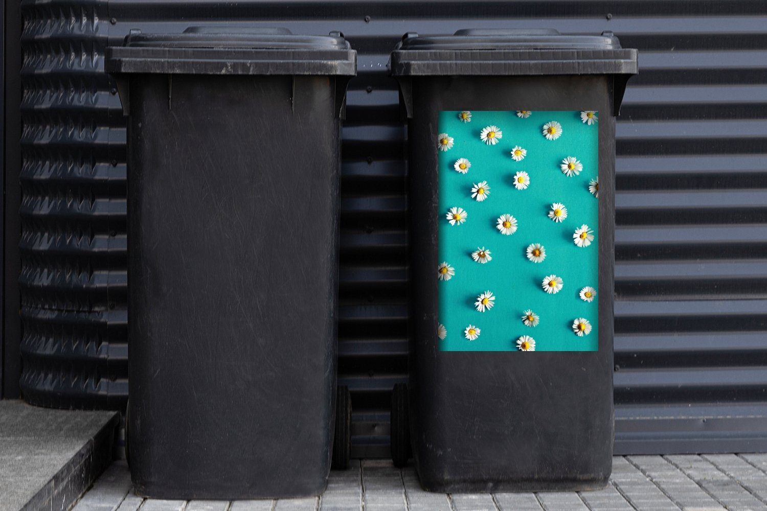 MuchoWow Wandsticker Gänseblümchen Sticker, Container, Mülleimer-aufkleber, Abfalbehälter St), Mülltonne, (1 Blau auf