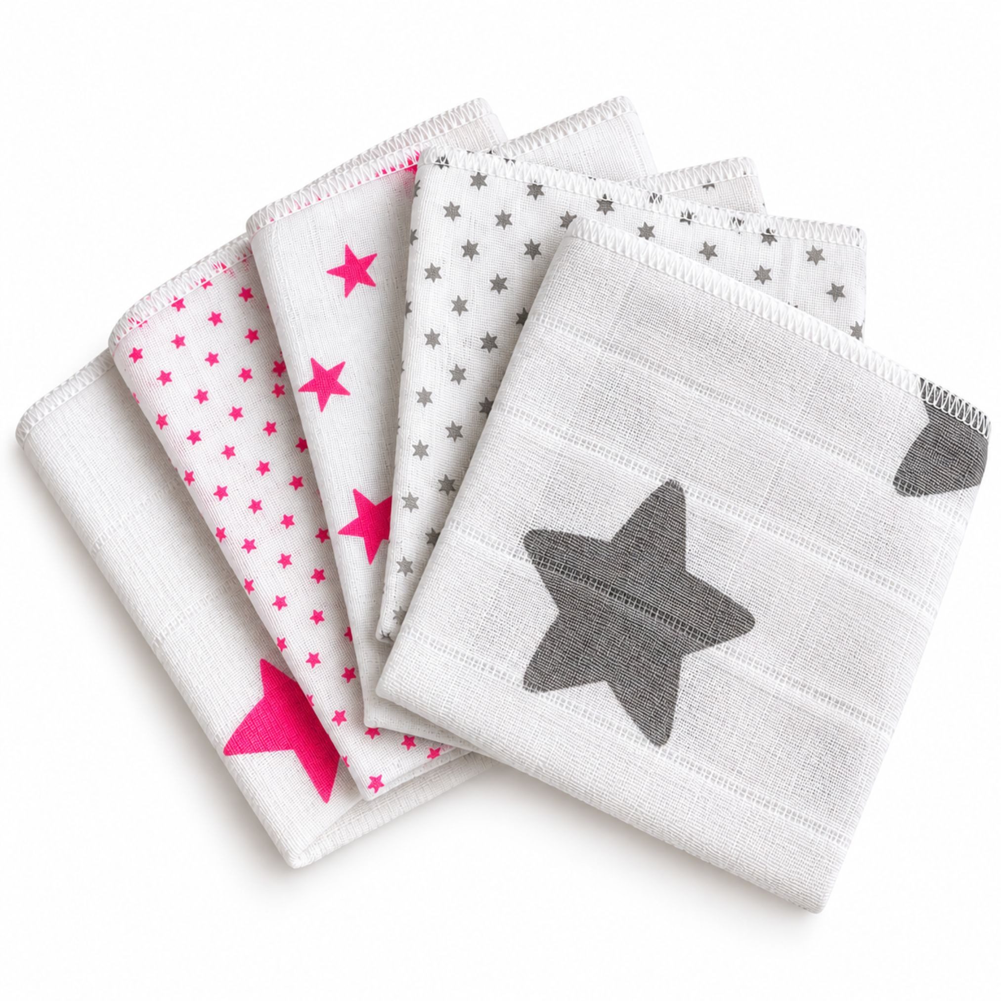 Babymajawelt Waschlappen Mull Waschlappen 25 x 25 cm, Premium 5 Stück, die sanfte Reinigung, Baumwolle (5-St), Made in EU, Abschminktücher, Feuchtetücher, Waschbar