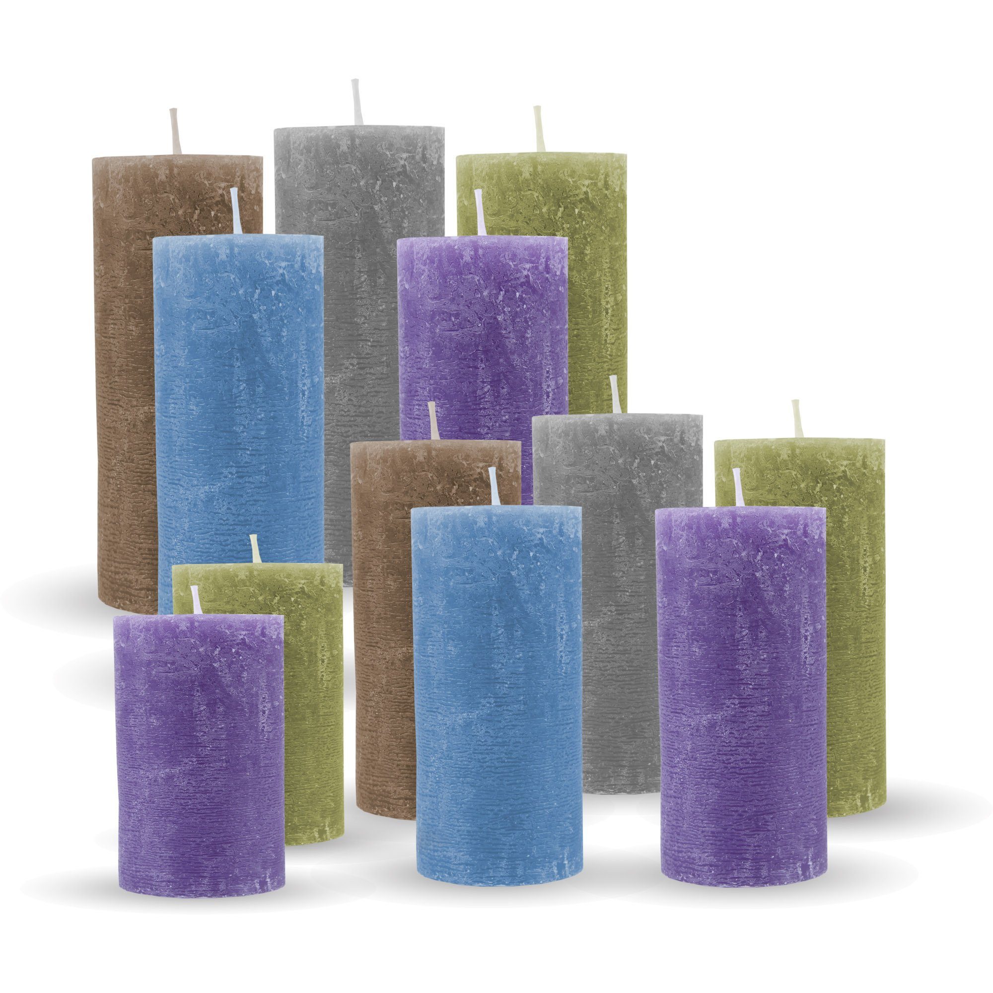 HS Candle Stumpenkerze Rustikale Antik Kerze (vers. Farben / Größen), Duftfreie Altarkerze - Dekokerze - lang Brenndauer - Retro