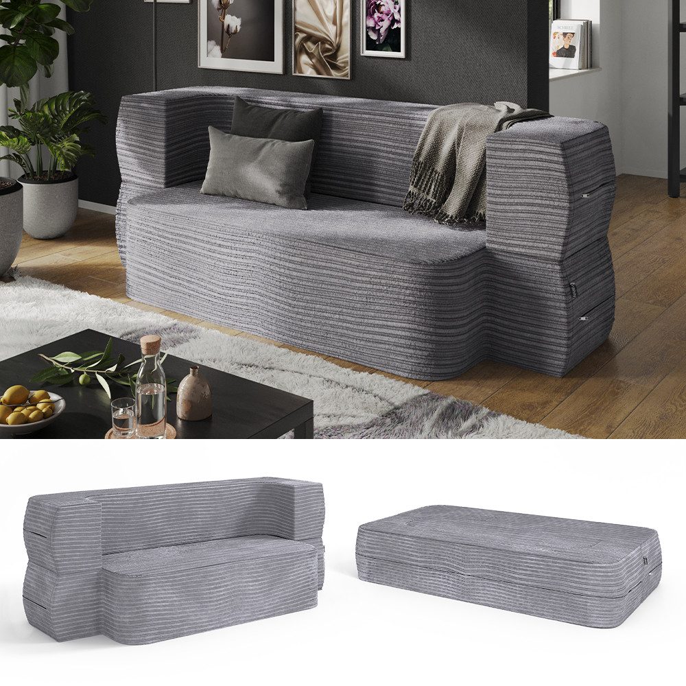 VitaliSpa® Schlafsofa Lille, Grau, 190 cm mit Schlaffunktion, faltbar günstig online kaufen