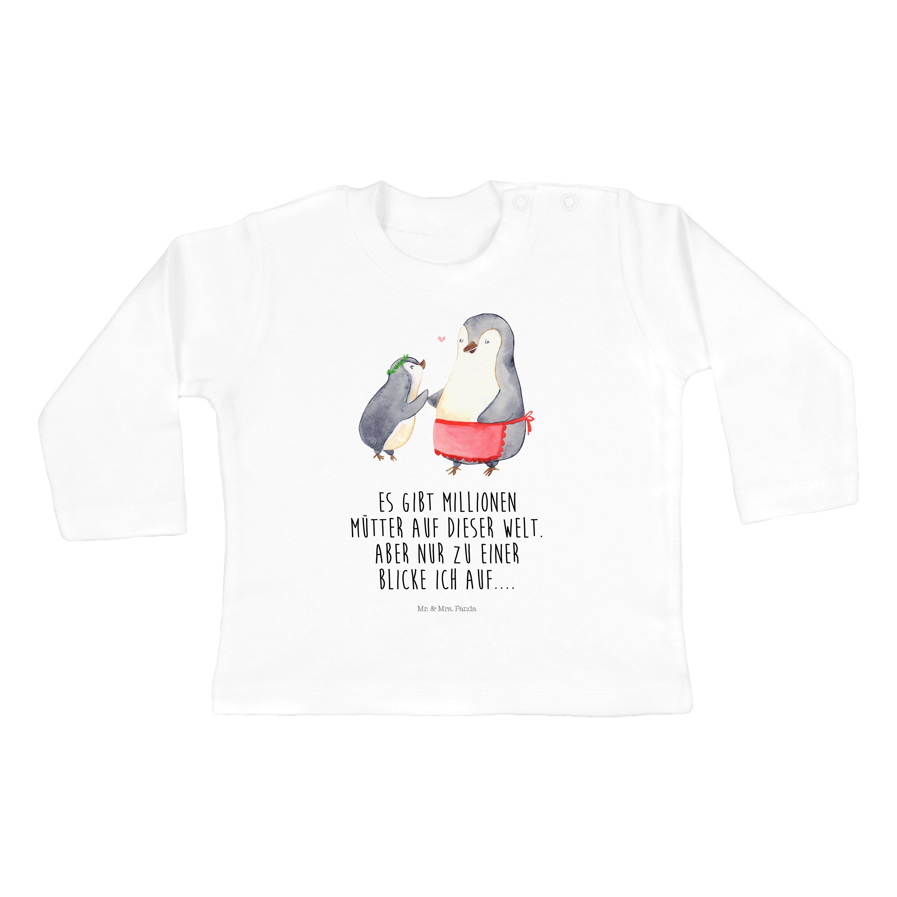 Mr. & Mrs. Panda Strampler Pinguin mit Kind - Weiß - Geschenk, Mami, Geburststag, Geschenk Mama, (1-tlg)