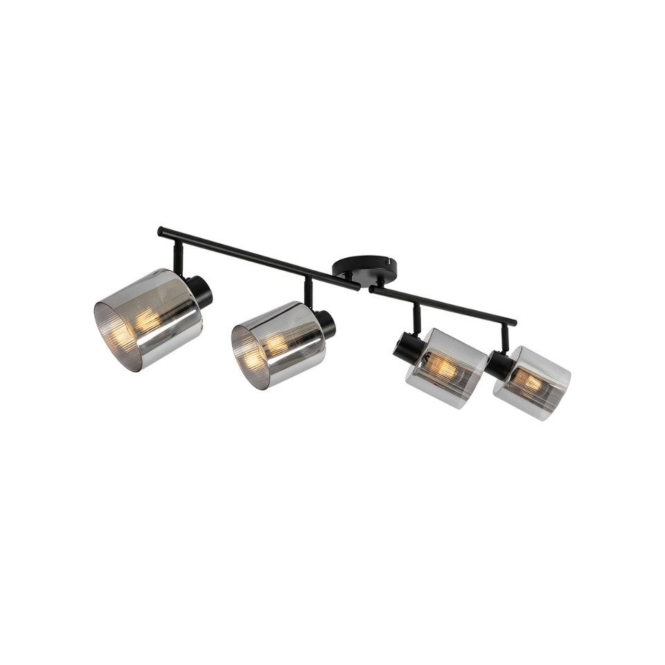 Qazqa LED Aufbaustrahler Laura, ohne Leuchtmittel, Warmweiß, QAZQA Aufbau­spot, e27, Grau, Glas, Art Deco
