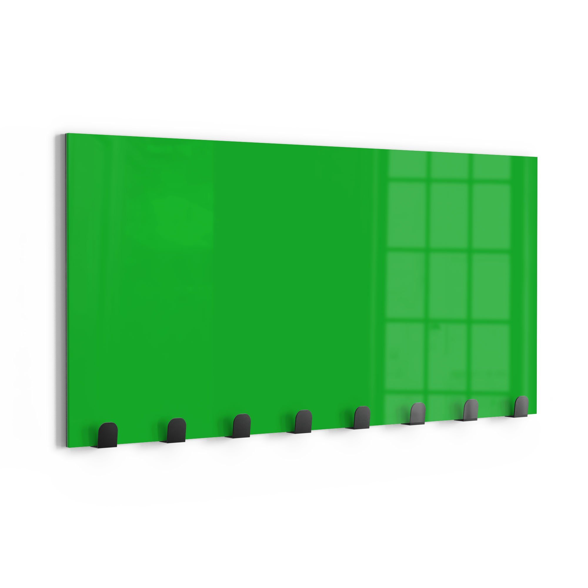 'Unifarben Mittelgrün', Glas beschreibbar Paneel - Garderobe DEQORI magnetisch Kleiderhaken