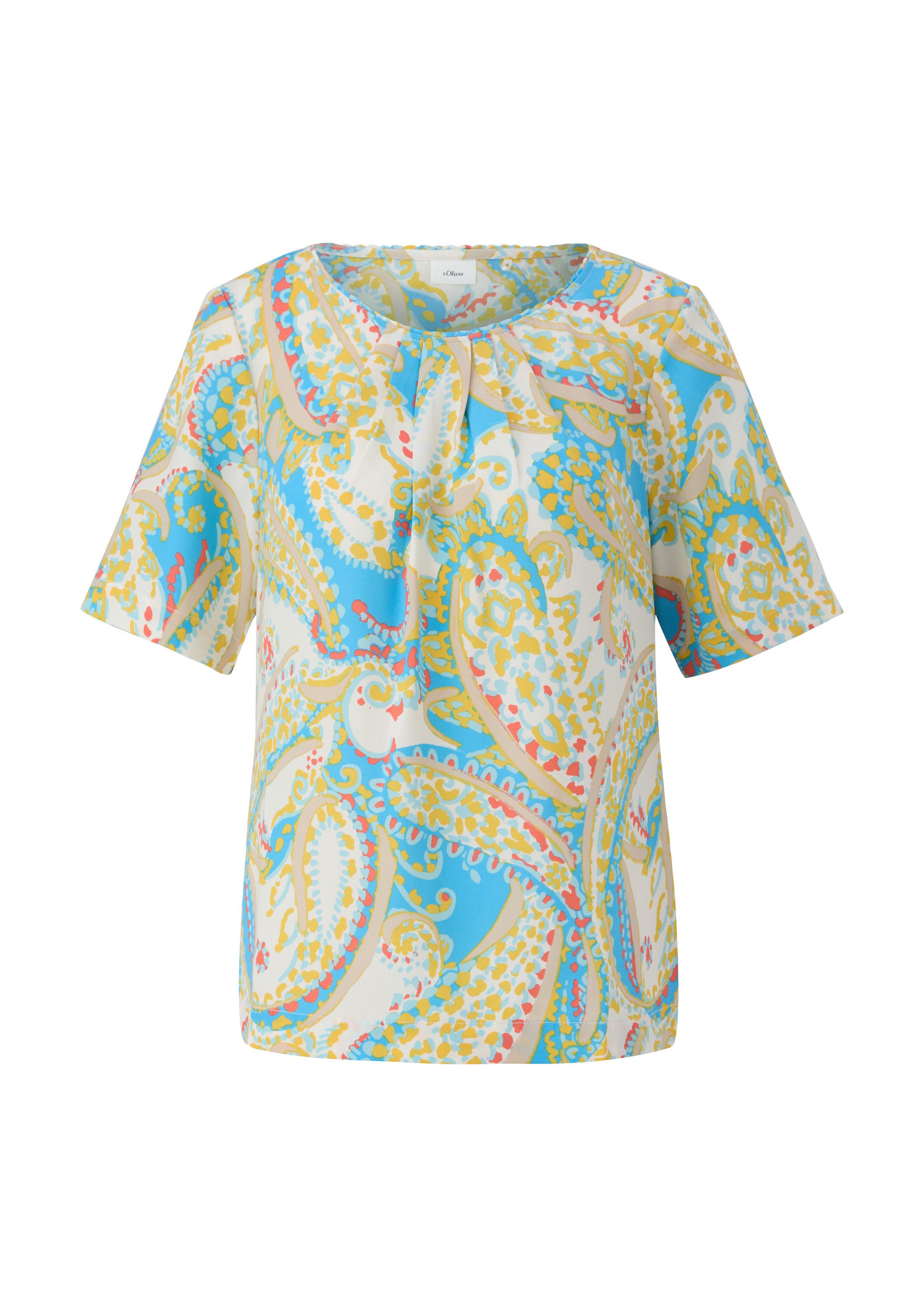 s.Oliver Kurzarmbluse Bluse Bluse mit Rundhalsausschnitt