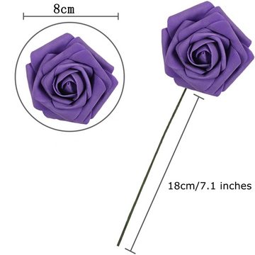 Kunstblume 25Pcs künstliche Rosenblüte Blütenkopf, Gefälschte Rose Bulk mit Stiel, Lubgitsr