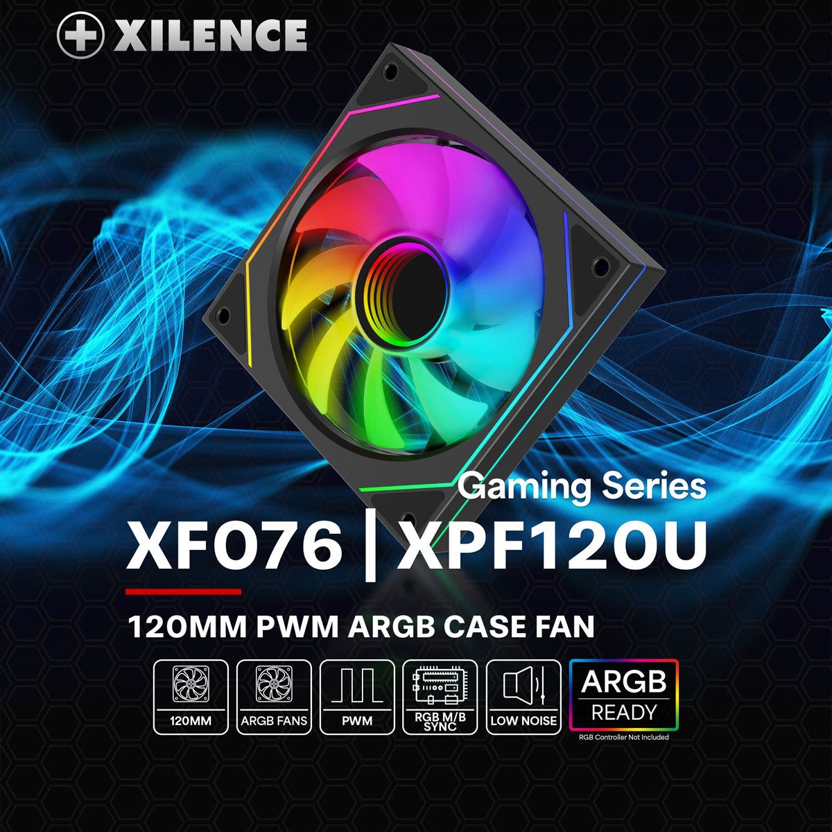 Xilence Gehäuselüfter XF076 Gehäuselüfter, mit Infinity-Mirror-Design, XF076