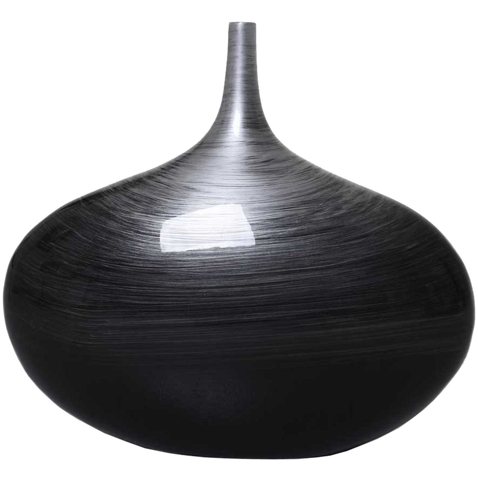 VIVANNO Bodenvase Fiberglas BELEZA Rund - Spiralschwarz Hochglanz Mit Muster (1 St), 36x15x33 cm