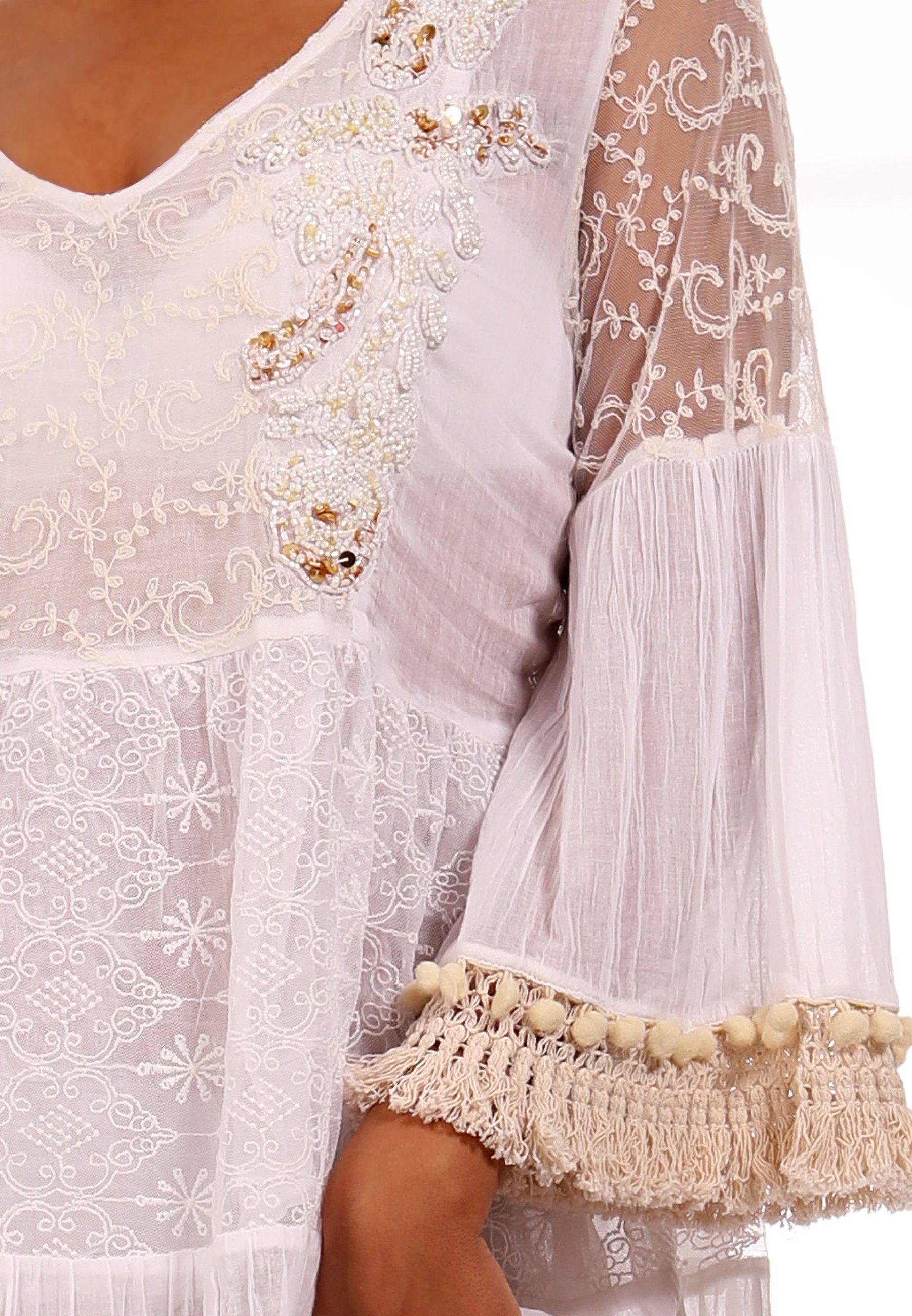 YC Fashion & Style Strandkleid »Luxus Strand Kleid transparent Tunika mit  Perlen- Besatz« (1-tlg) mit Volant online kaufen | OTTO