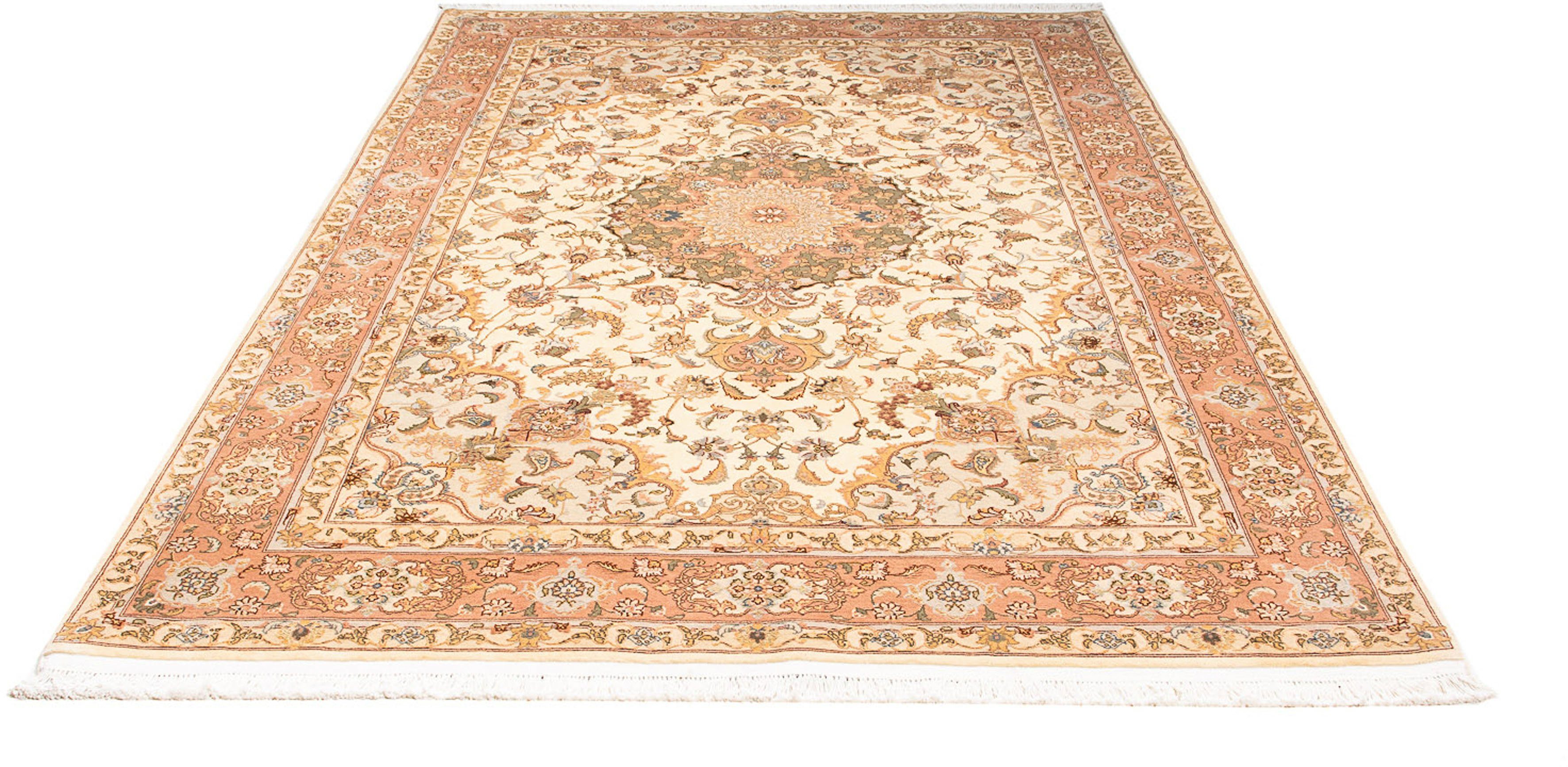 Orientteppich Perser - Täbriz - Royal - 244 x 168 cm - beige, morgenland, rechteckig, Höhe: 7 mm, Wohnzimmer, Handgeknüpft, Einzelstück mit Zertifikat