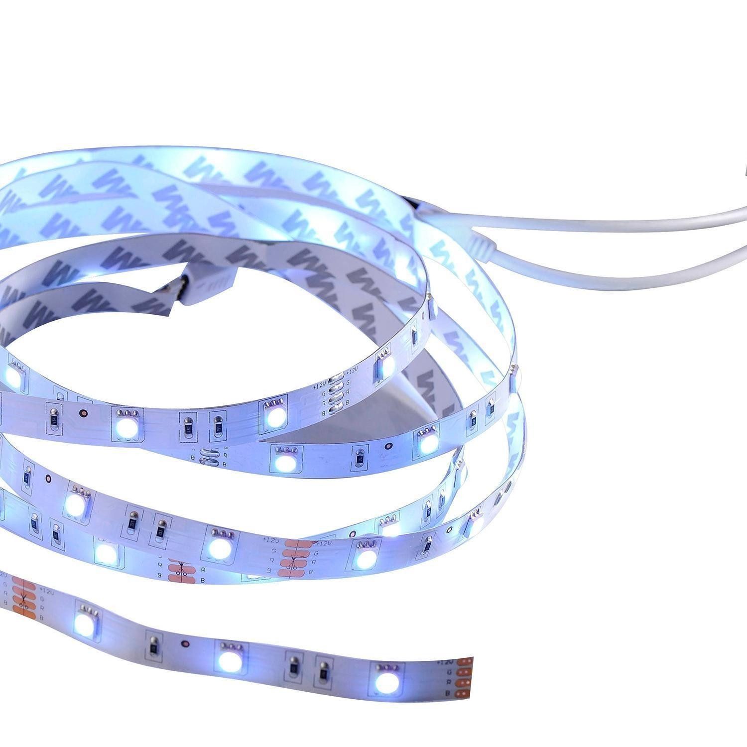 JUST LIGHT LED-Streifen TEANIA, 5 Meter, Weiß, Kunststoff, selbstklebend, mit Fernbedienung, RGB-Farbwechsel, Dimmfunktion