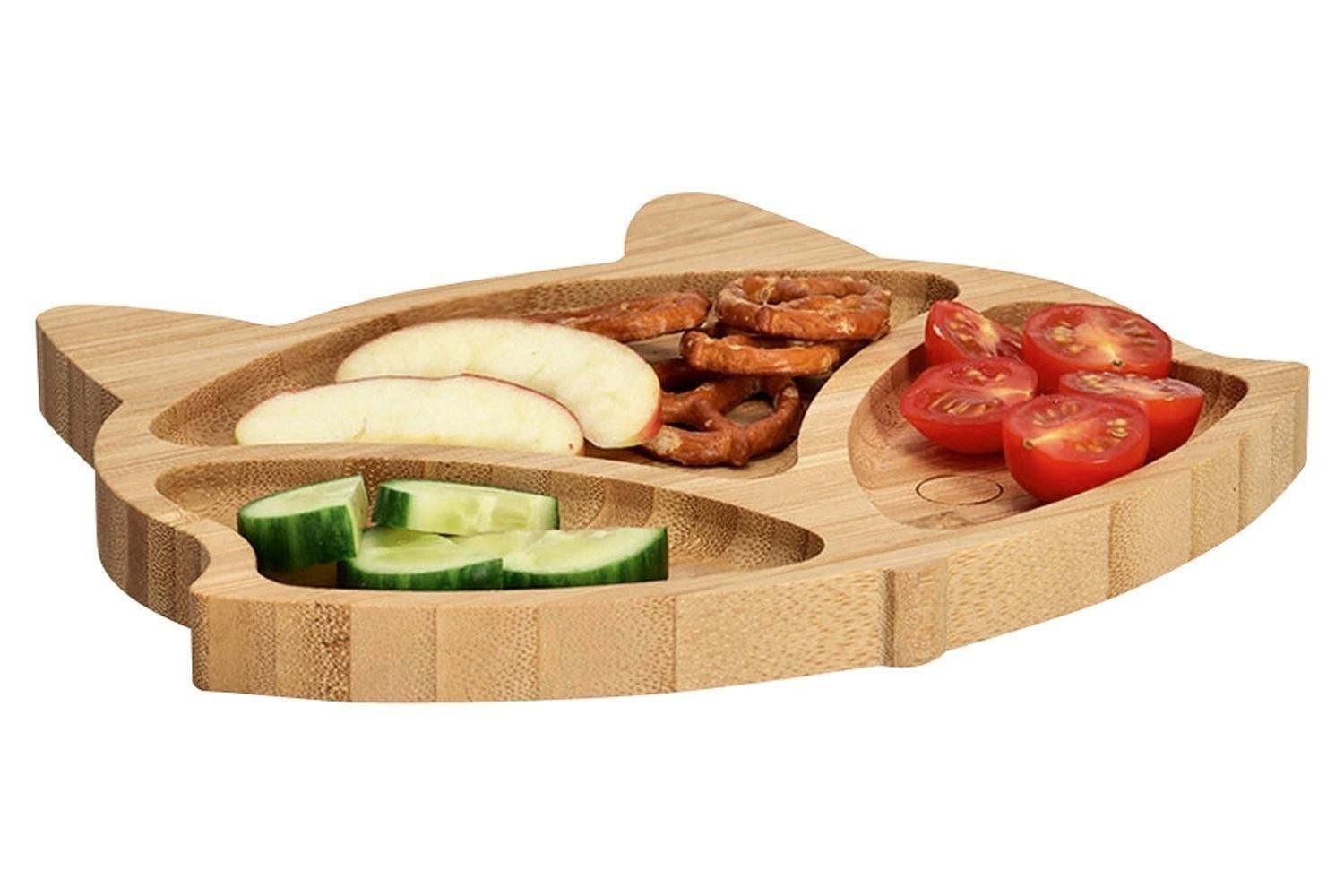 Zeller Present Teller LILLI, Snackteller, Bambus, B 19,5 cm, T 23 cm, (1 St), 3 getrennte Ablagen, Fuchs