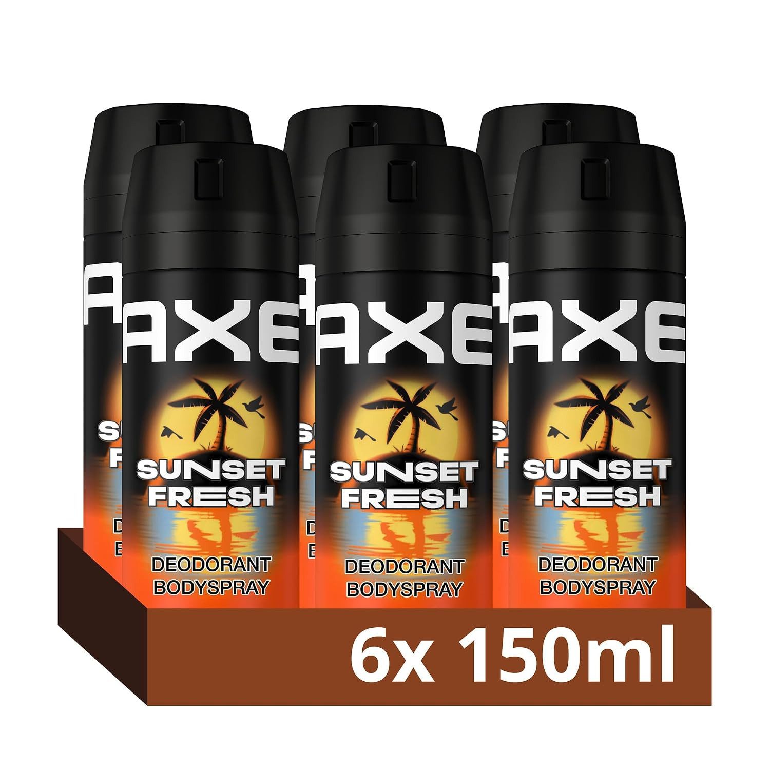 axe Deo-Spray 6x AXE Bodyspray Sunset Fresh Deo 150ml, 6-tlg., ohne Aluminum