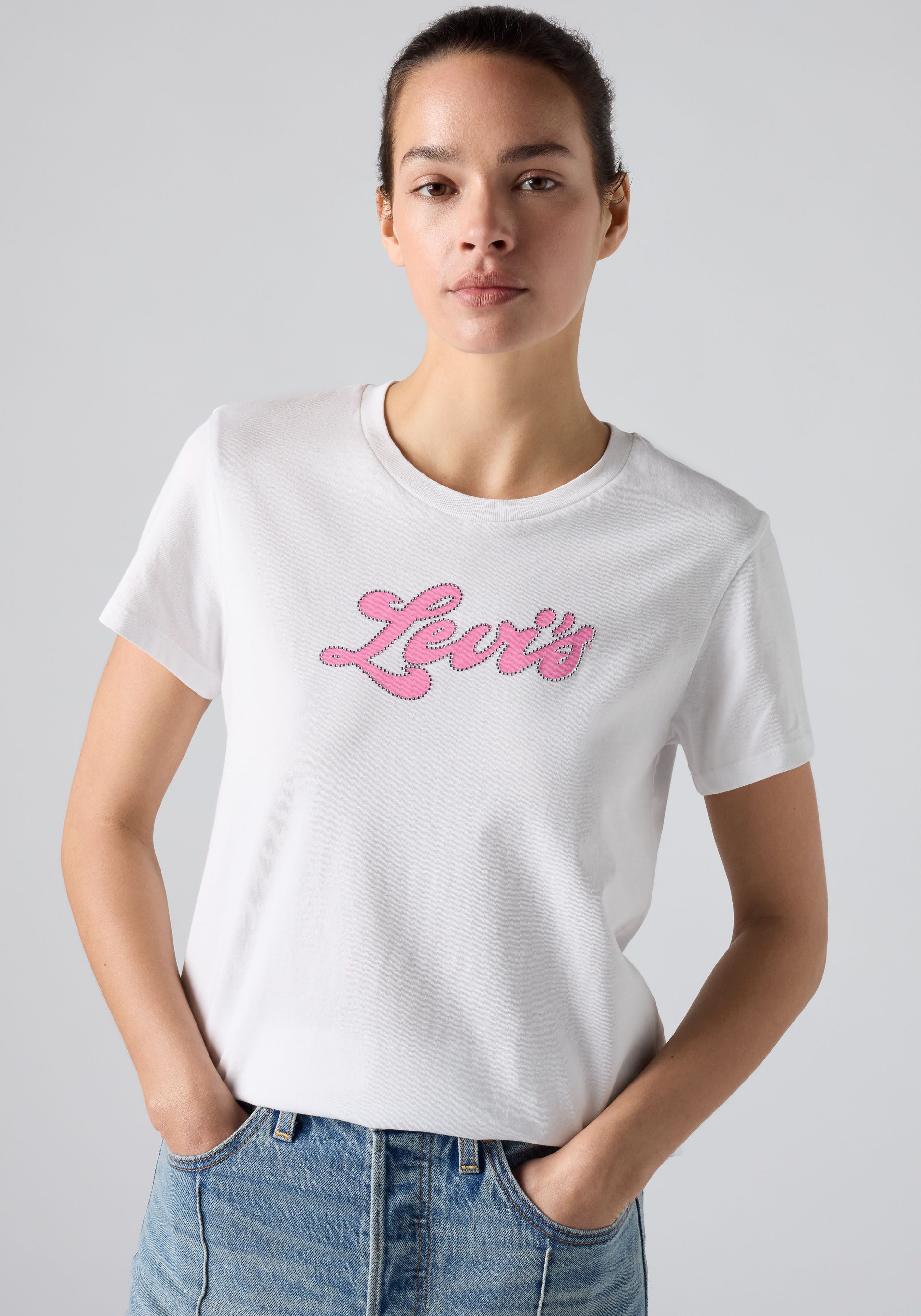 Levi's® Rundhalsshirt THE PERFECT TEE mit Logo im Metallic-Holo Print