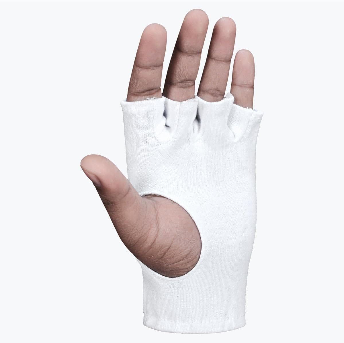 DSC Torwarthandschuhe Cricket-Innenhandschuhe aus Baumwolle mit Schnittfingern, Weiß (Content: 1 Pair Gloves, Baumwolle Material) Faster Sweat Absorbtion