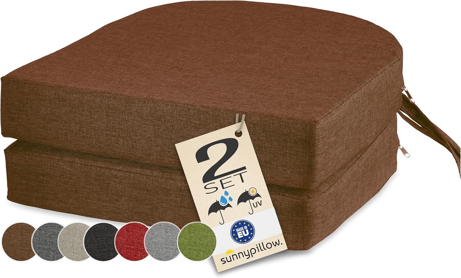 sunnypillow Stuhlkissen 2er Set Stuhlkissen 40 x 40 cm, zylindrische Form, "HAVANA", Braun
