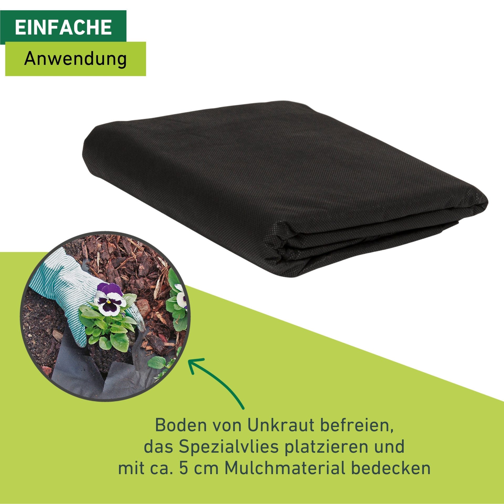 Windhager Unkrautvlies Basic, atmungsaktiver und wasserdurchlässiger Abdeckvlies, (1-St), Gartenfolie Wurzelsperre 5 x 1,6 m 30 g/m², schwarz