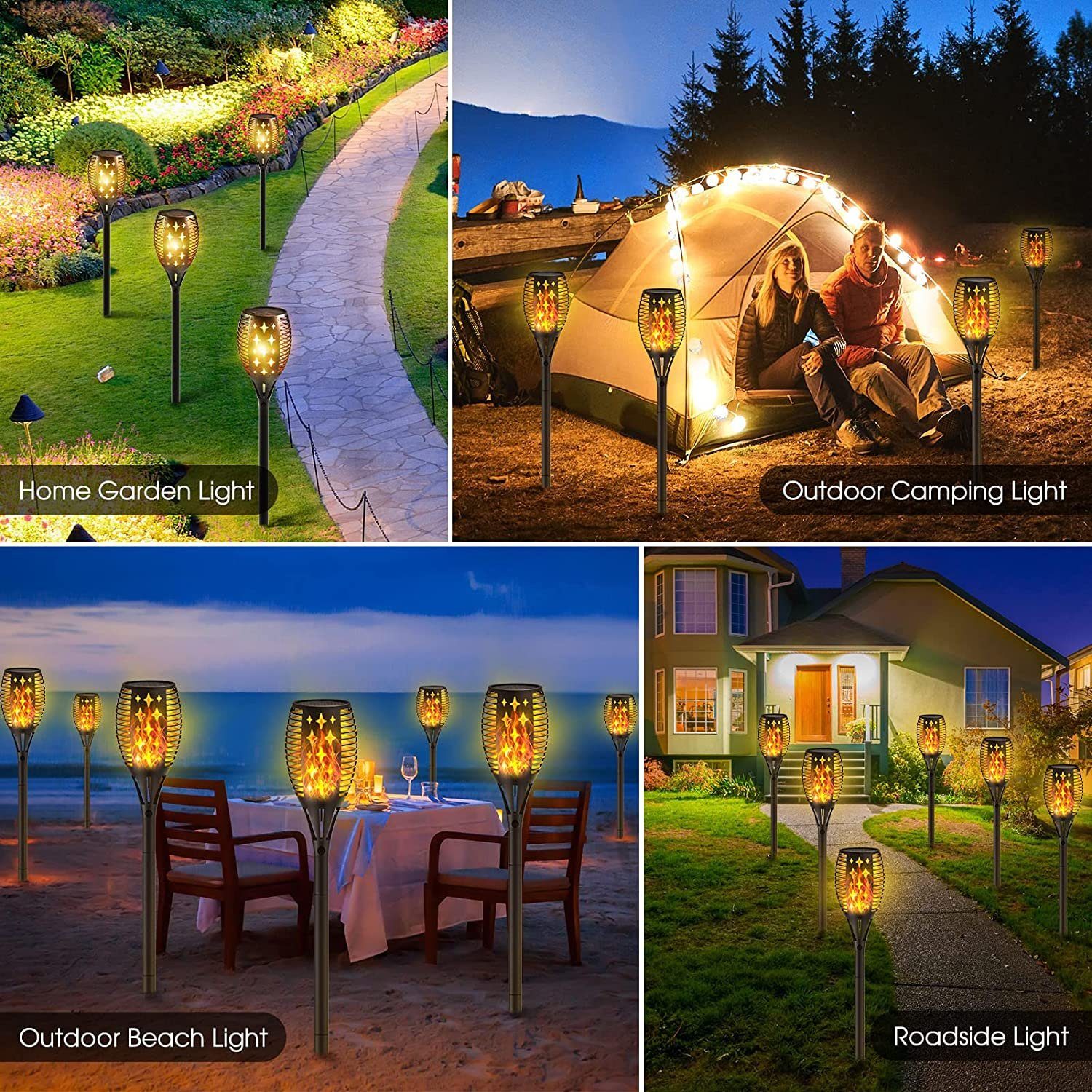 Gartenleuchte, fest integriert, Diyarts Warmweiß, Led´s, 90cm LED LED hoch, realistische Flammeneffekte, IP65 Gartenbeleuchtung, 96