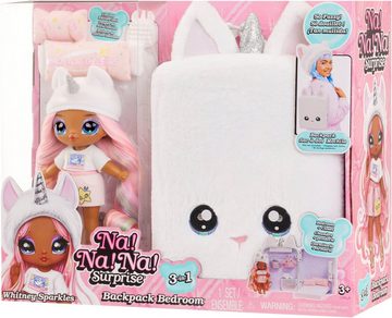 MGA ENTERTAINMENT Puppenmöbel 3in1 Backpack Bedroom Unicorn - Whitney Sparkles, Na! Na! Na! Surprise