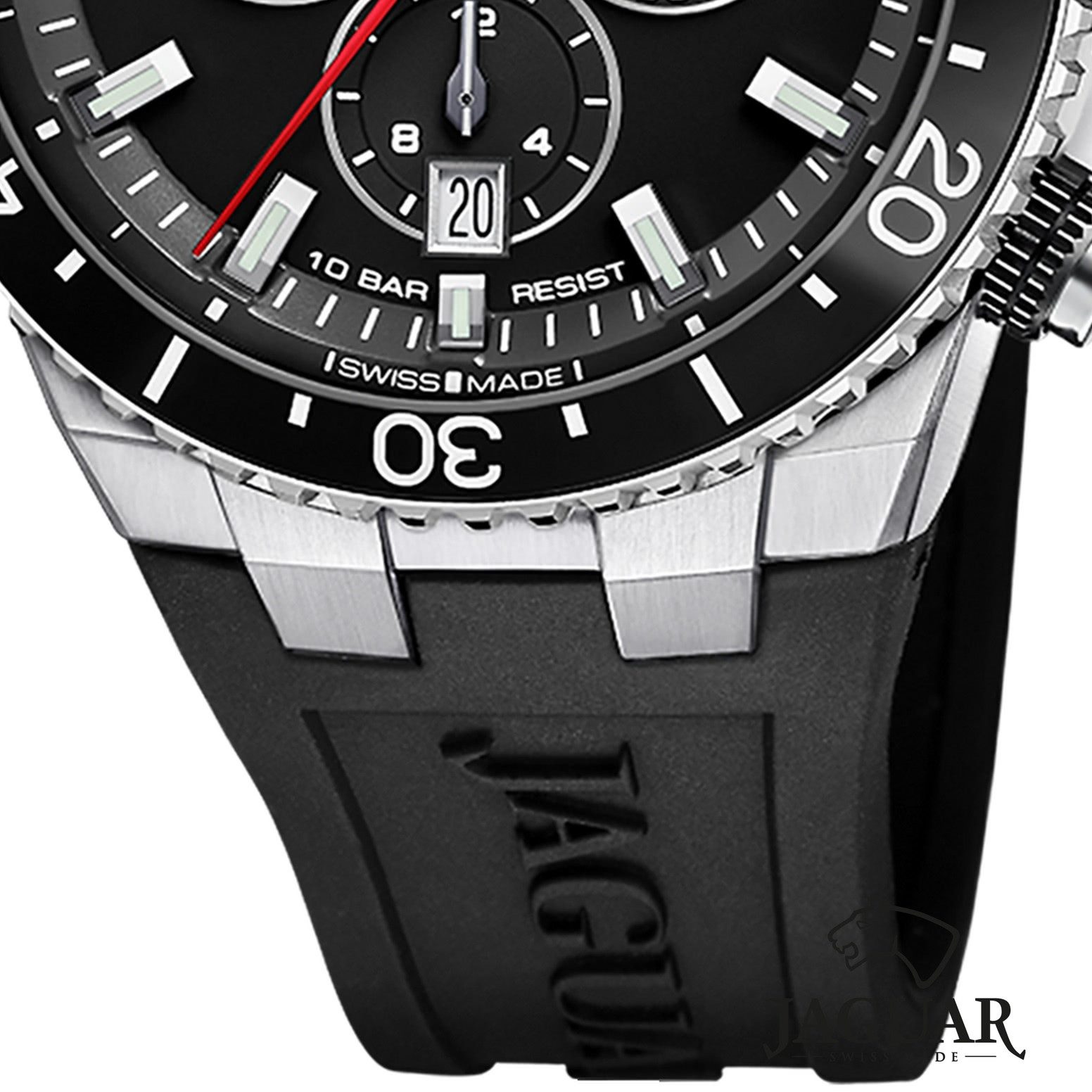 JAGUAR Chronograph Jaguar Herrenuhr Silikon schwarz Jaguar, (Chronograph), Herren Armbanduhr rund, Silikonarmband schwarz