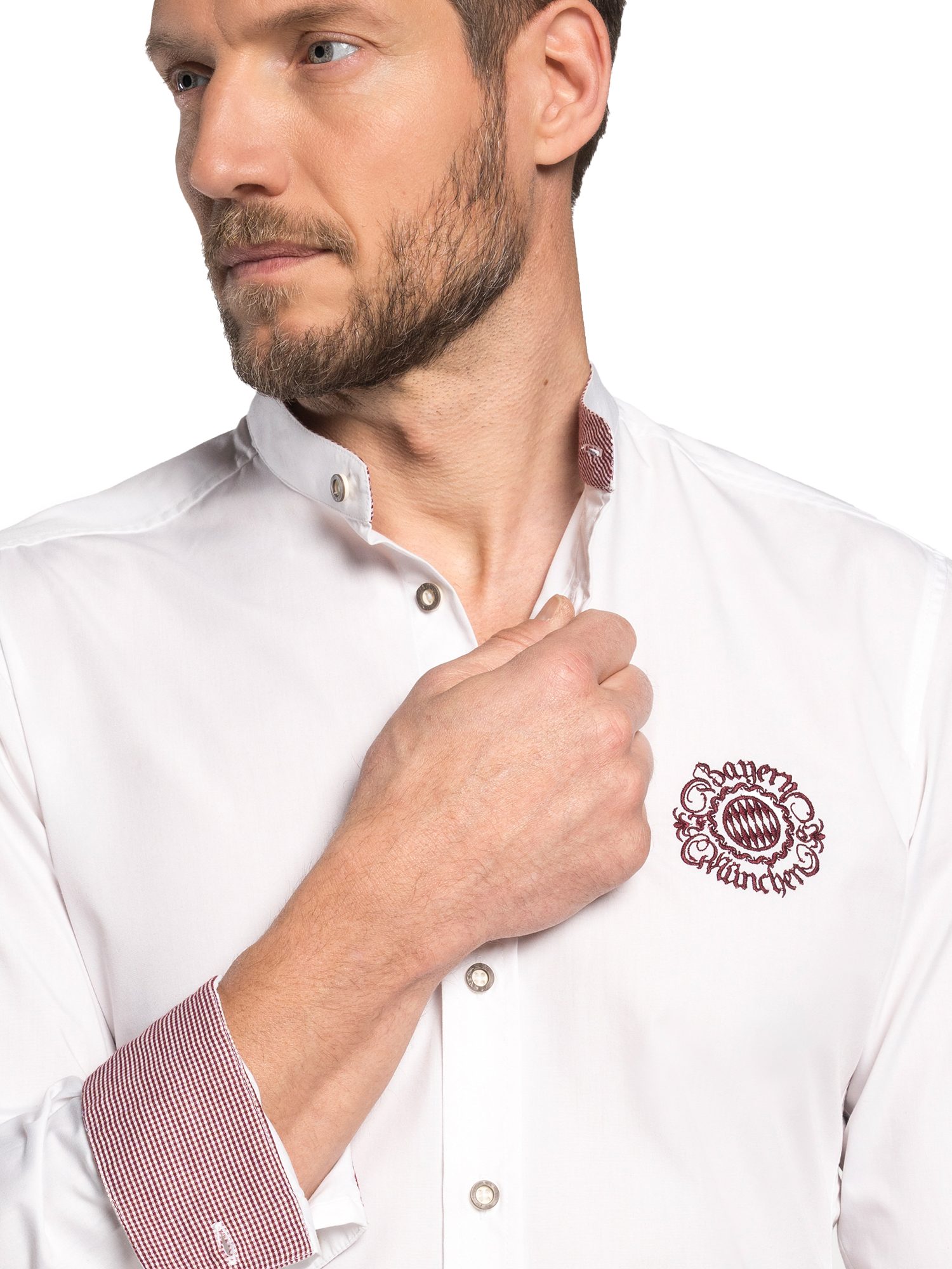 Spieth & Wensky T-Shirt FC Bayern München, Trachtenhemd, Herren, Weiß