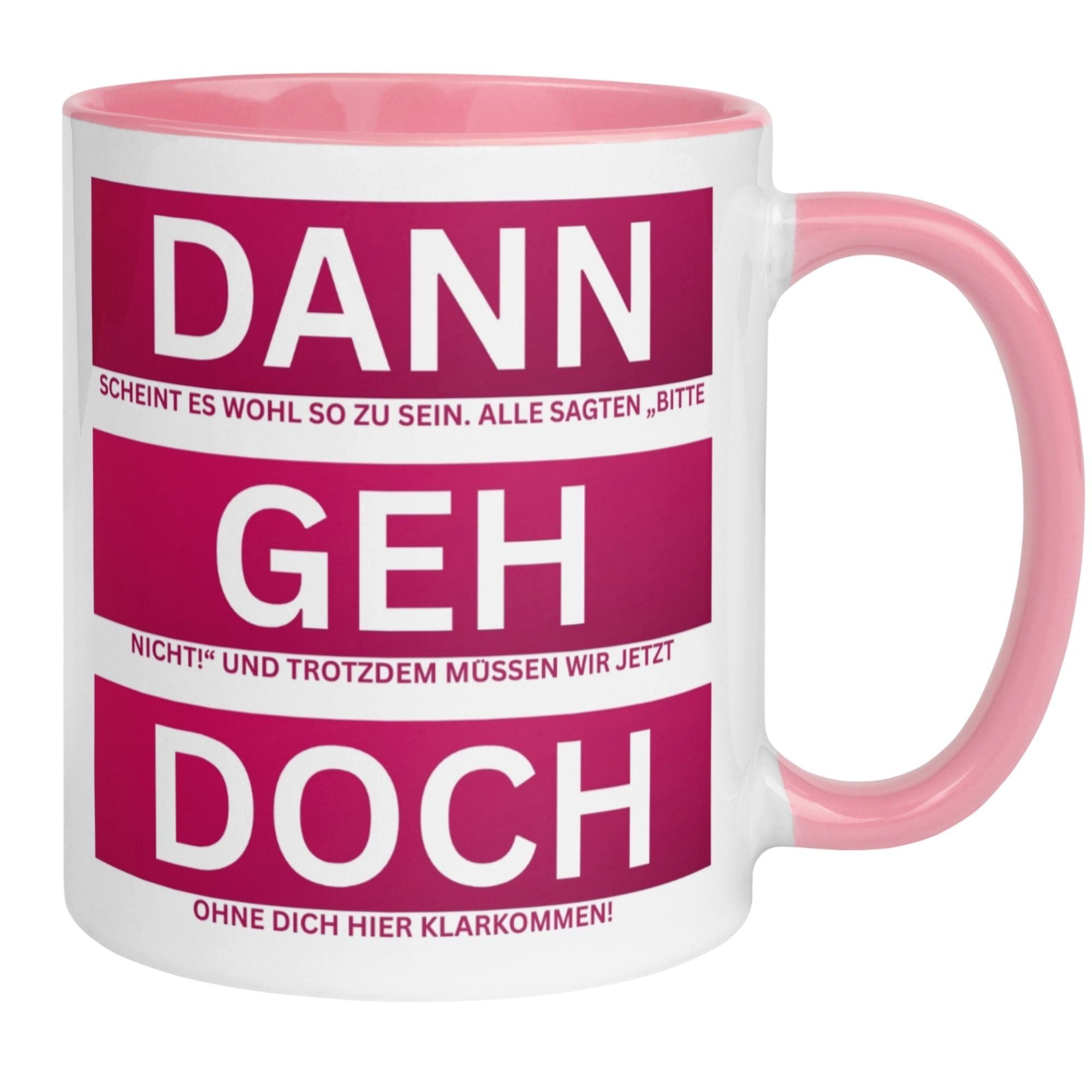 Momentals Tasse Abschied – Wir müssen jetzt ohne dich hier klar kommen – Kollegin, Beidseitiger Druck · Links- & Rechtshänder · Spülmaschinenfest