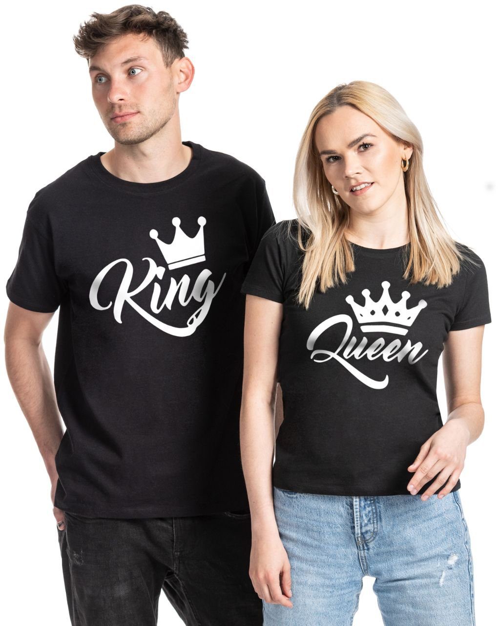 Couples Shop T-Shirt Partner King & Queen T-Shirt (1-tlg) mit modischen Fun Print