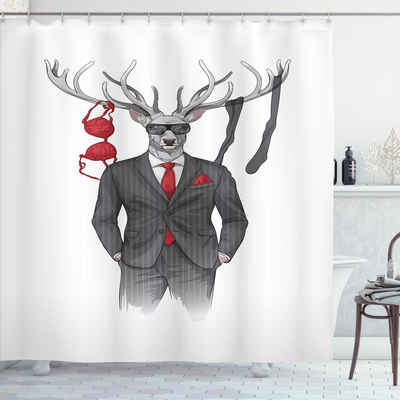 Abakuhaus Duschvorhang Moderner Digitaldruck mit 12 Haken auf Stoff Wasser Resistent Breite 175 cm, Höhe 180 cm, Hipster Womanizer Deer in Anzug Kunst