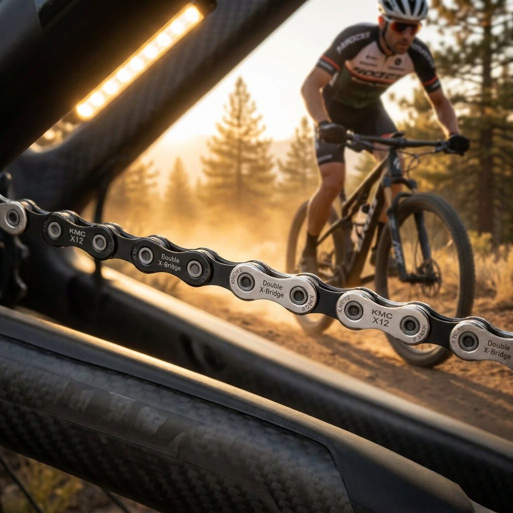 KMC Fahrradkette KMC X12 Fahrradkette 12-fach, 126 Glieder, gewachst - Schwarz/Silber f