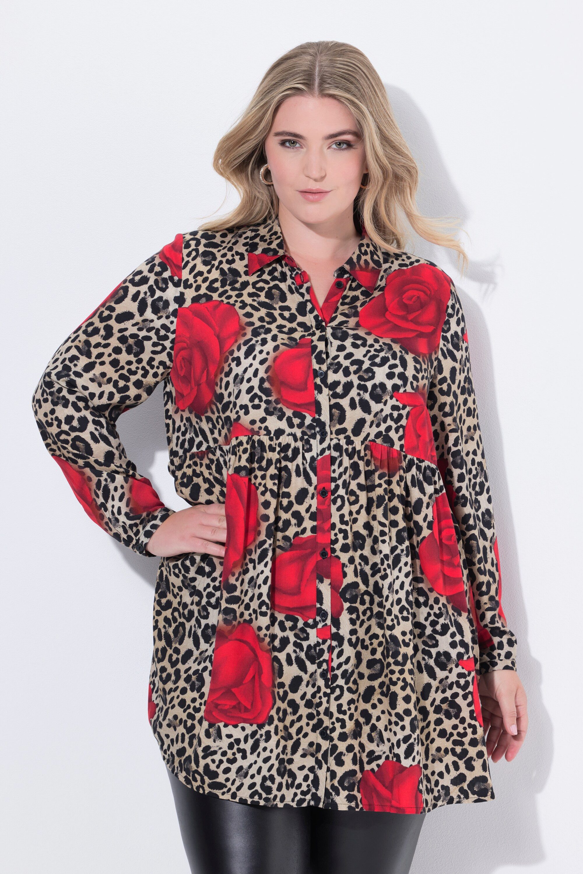 MIAMODA Hemdbluse Bluse A-Linie Leo/-Rosen-Muster Langarm günstig online kaufen