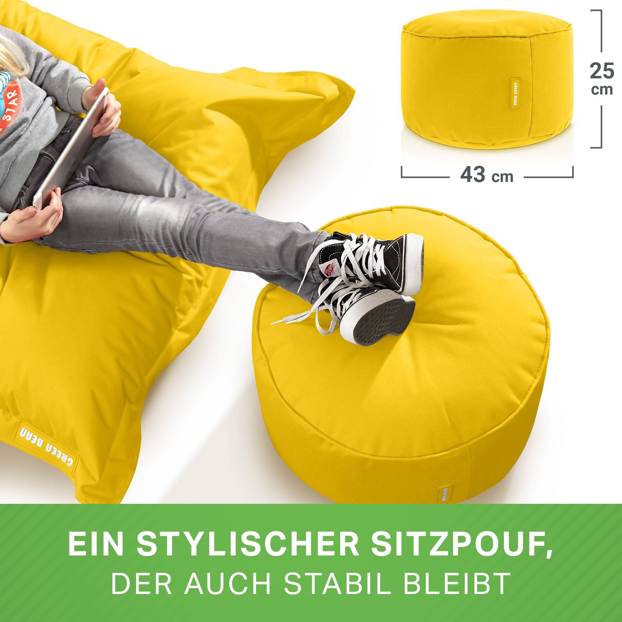 Green Bean Pouf Sitzsack-Hocker Pouf Stay 45x25cm (Sitzsack-Hocker 45x25cm mit EPS-Perlen Füllung -, Fußhocker Fußkissen Sitz-Pouf für Sitzsäcke), die ideale Er – Bild 4 von 5