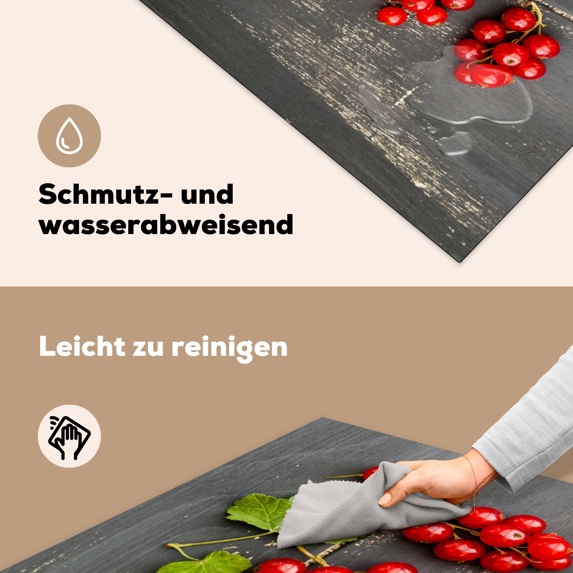 Rote für küche cm, Herdblende-/Abdeckplatte Arbeitsplatte MuchoWow Johannisbeeren, 78x78 (1 tlg), Vinyl, Ceranfeldabdeckung,