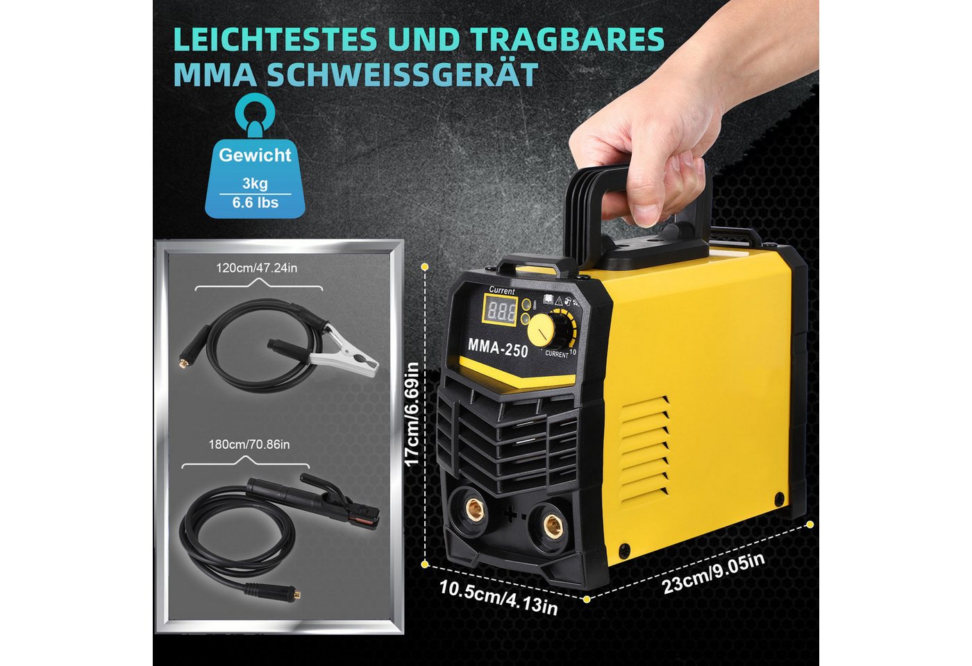 Thumbnail - QUBEBU Inverterschweißgerät Elektroschweißgerät, MMA Inverter Schweissgerät, LED-Anzeige, 20-250A, 20,00 - 250,00 A, 230...