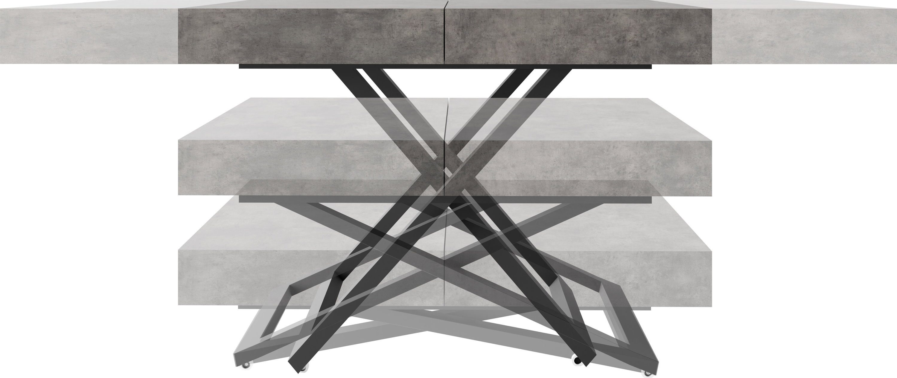 WFL GROUP Couchtisch Cavetta U höhenverstellbar ausziehbar mit schwarzen Metallbeinen (MADE IN EU, erhältlich in einer Größe – 120x80x27-76 cm, ausziehbar auf 2 – Bild 4 von 5