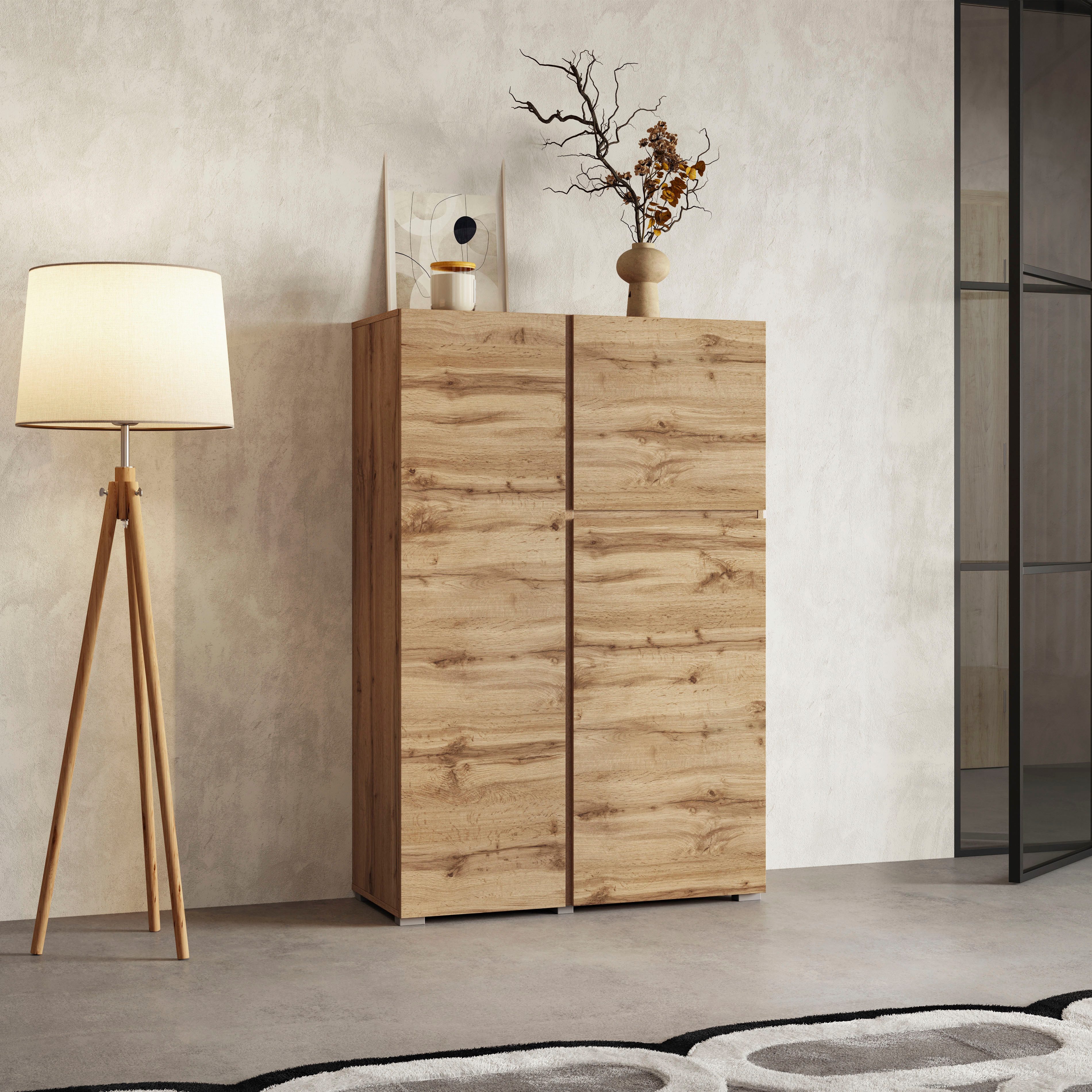 OTTO home Highboard Metric,Breite 92cm, moderne grifflose Hochkommode 3 Türen,Highboard, Hochschrank mit viel Stauraum, Einlegeböden verstellbar, Türkommode