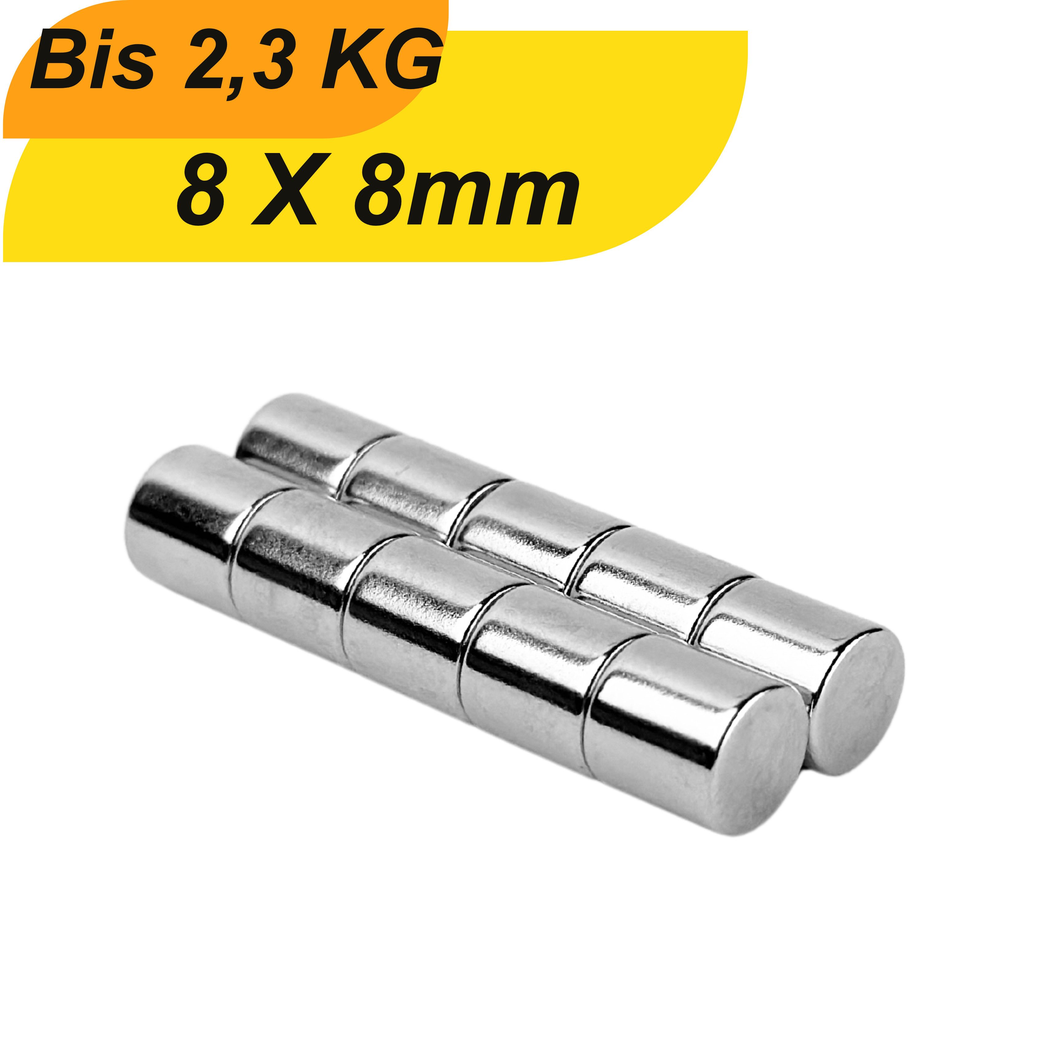 Magnet Neodym Magnet 8mm x 8mm Supermagnete hohe Haftkraft Scheibenmagnet
