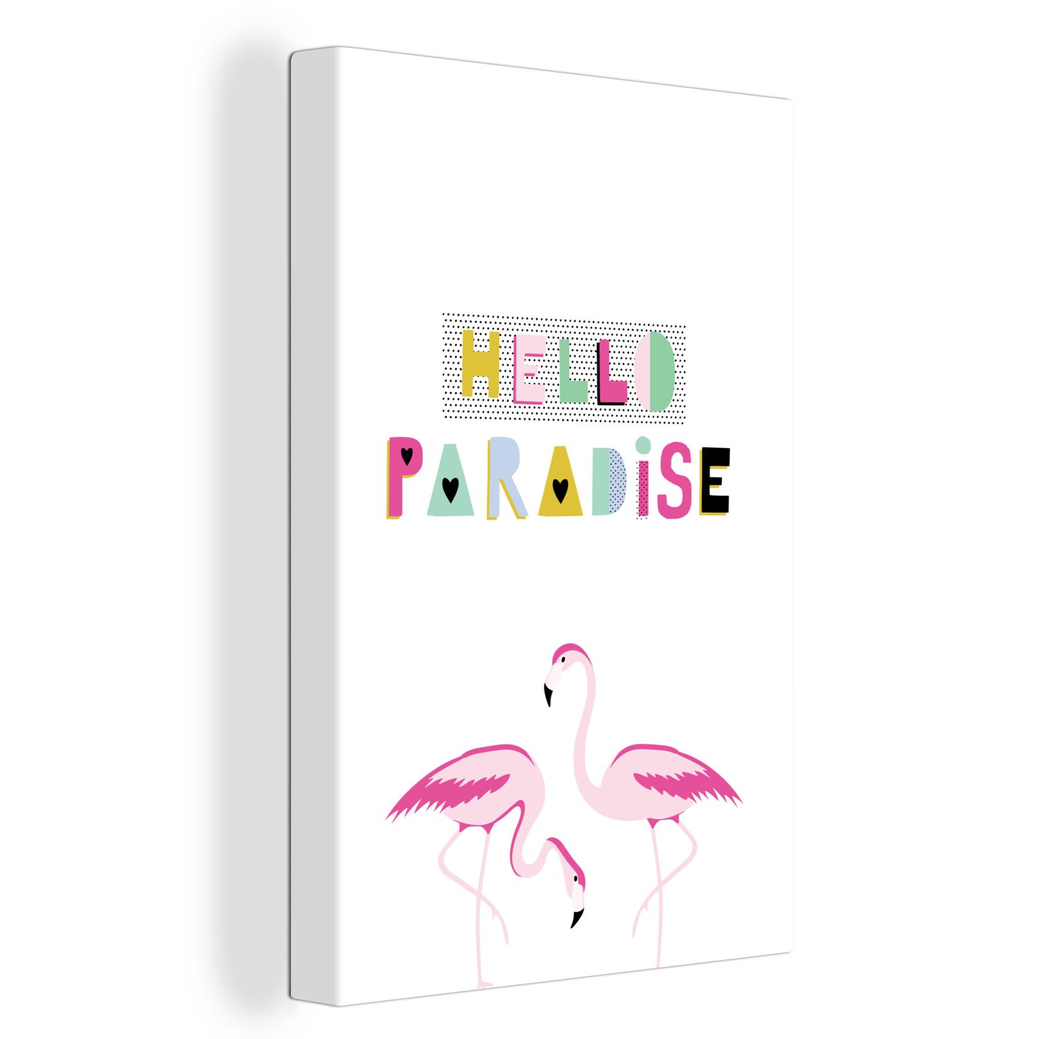 OneMillionCanvasses® Leinwandbild Flamingo - Paradies - Sommer, (1 St), Leinwandbild fertig bespannt inkl. Zackenaufhänger, Gemälde, 20x30 cm