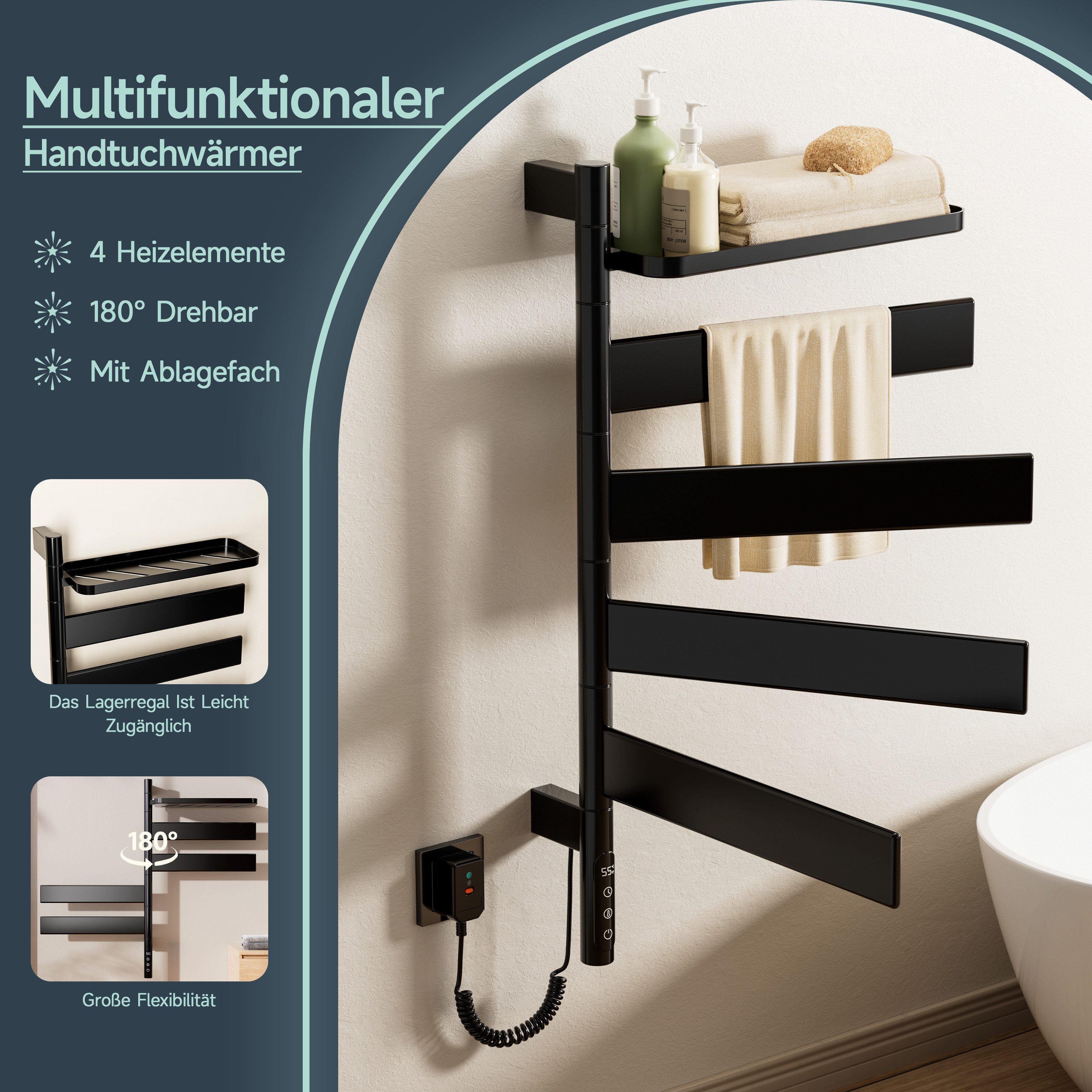 Oihpaw Badheizkörper Handtuchheizkörper Elektrisch Badheizkörper Elektrisch günstig online kaufen